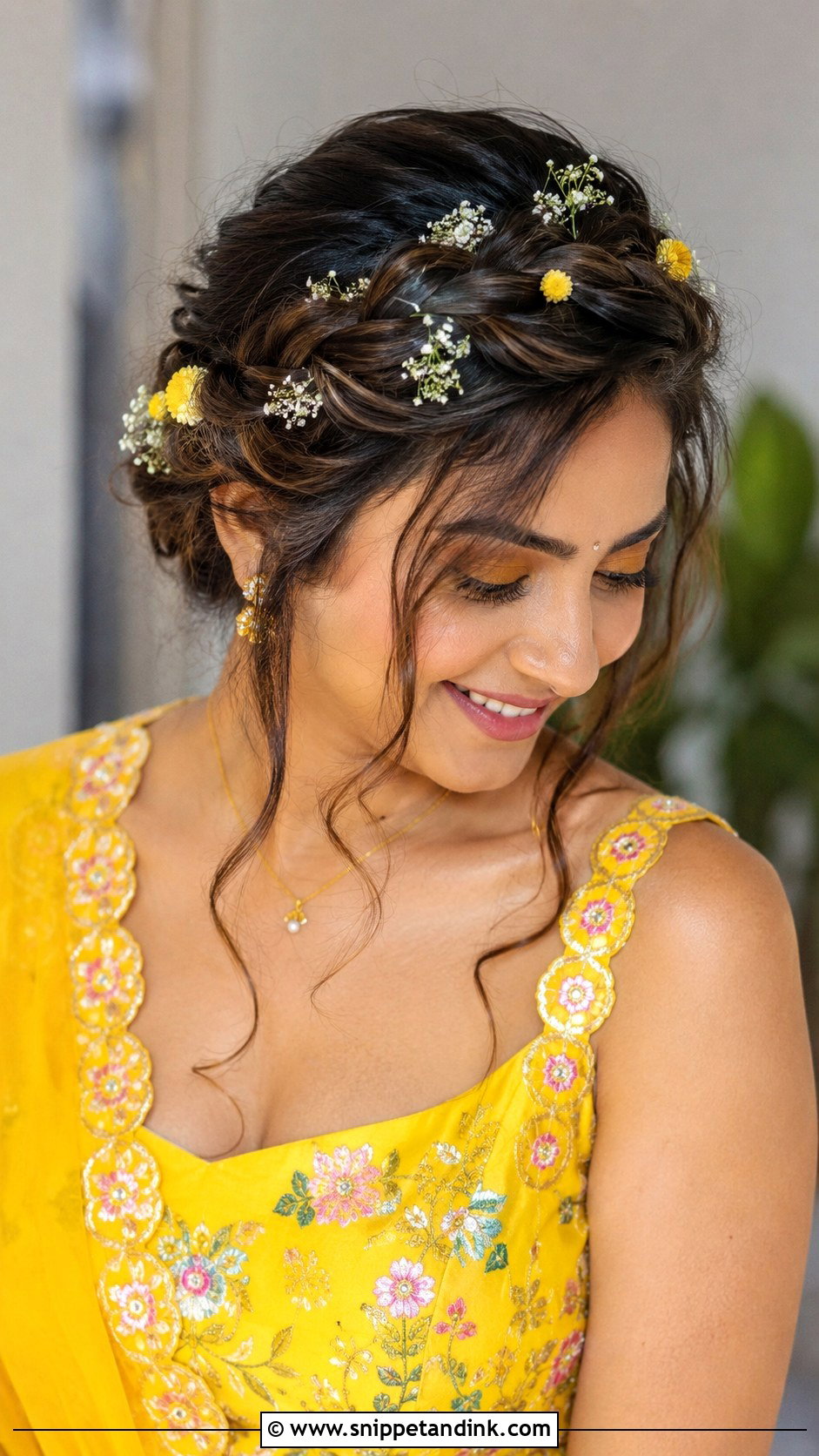 Messy Braided Crown - Snippet and Ink - 25 Haldi Bride Hairstyle Ideas