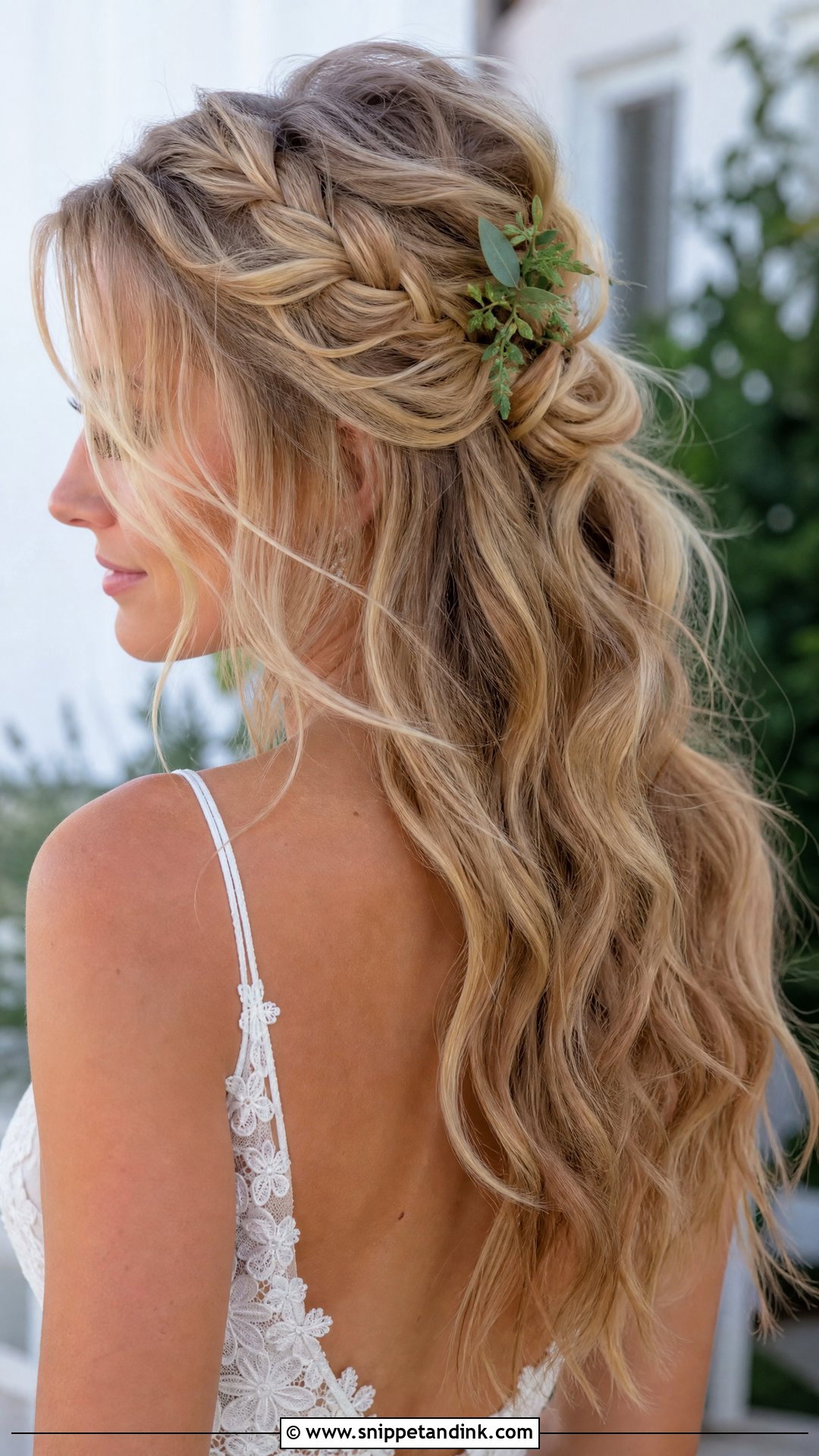 Messy Braided Half Up - Snippet and Ink - 20 Half-Up Braid Bridal Hair Ideas