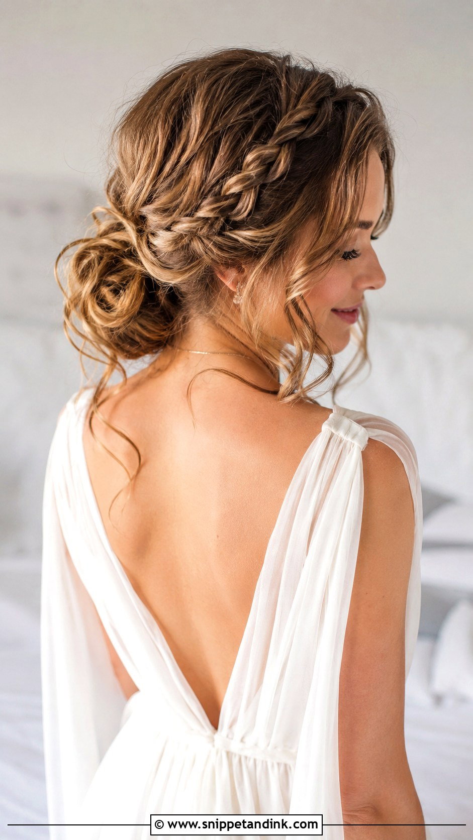 Messy Braided Low Bun Wedding Hair - Snippet and Ink - 15 Low Bun with Braid Wedding Hair Ideas
