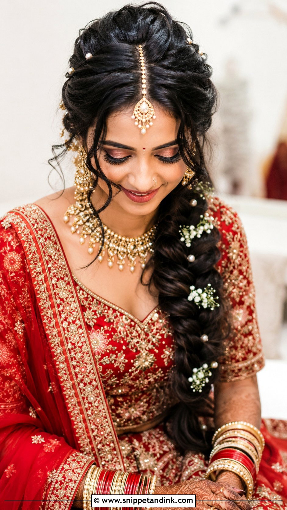 Messy Bridal Braid With Maang Tikka - Snippet and Ink - 15 Messy Hair Braids for Indian Wedding