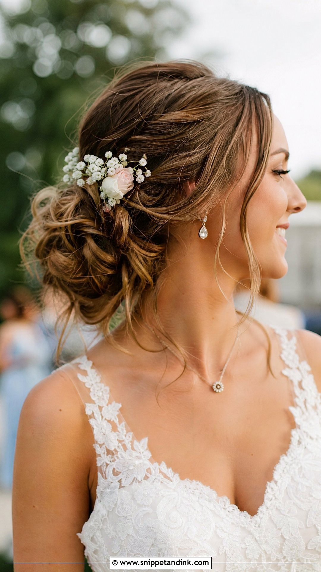 Messy Bridal Bun - Snippet and Ink - 15 Bun Hairdo Wedding Ideas