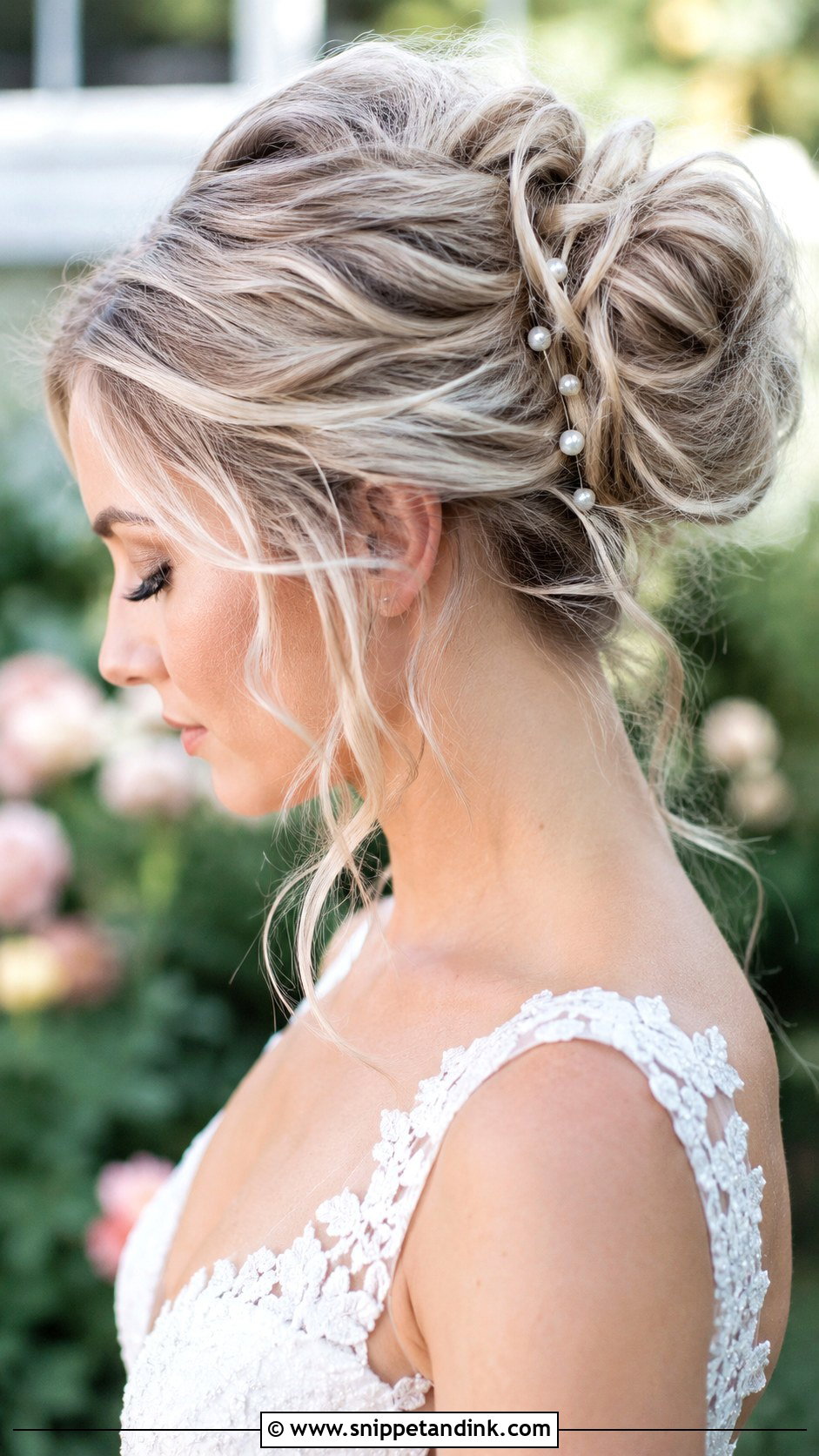 Messy Bridal Bun With Loose Tendrils - Snippet and Ink - 25 Bride Bun Hairstyles