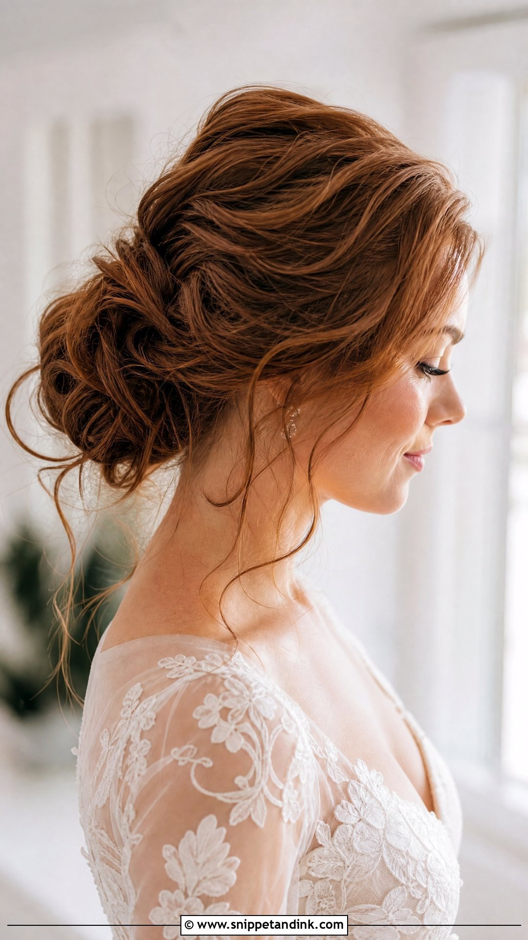 Messy Bridal Bun - Snippet and Ink - 15 Bridal Hair Bun Style Ideas