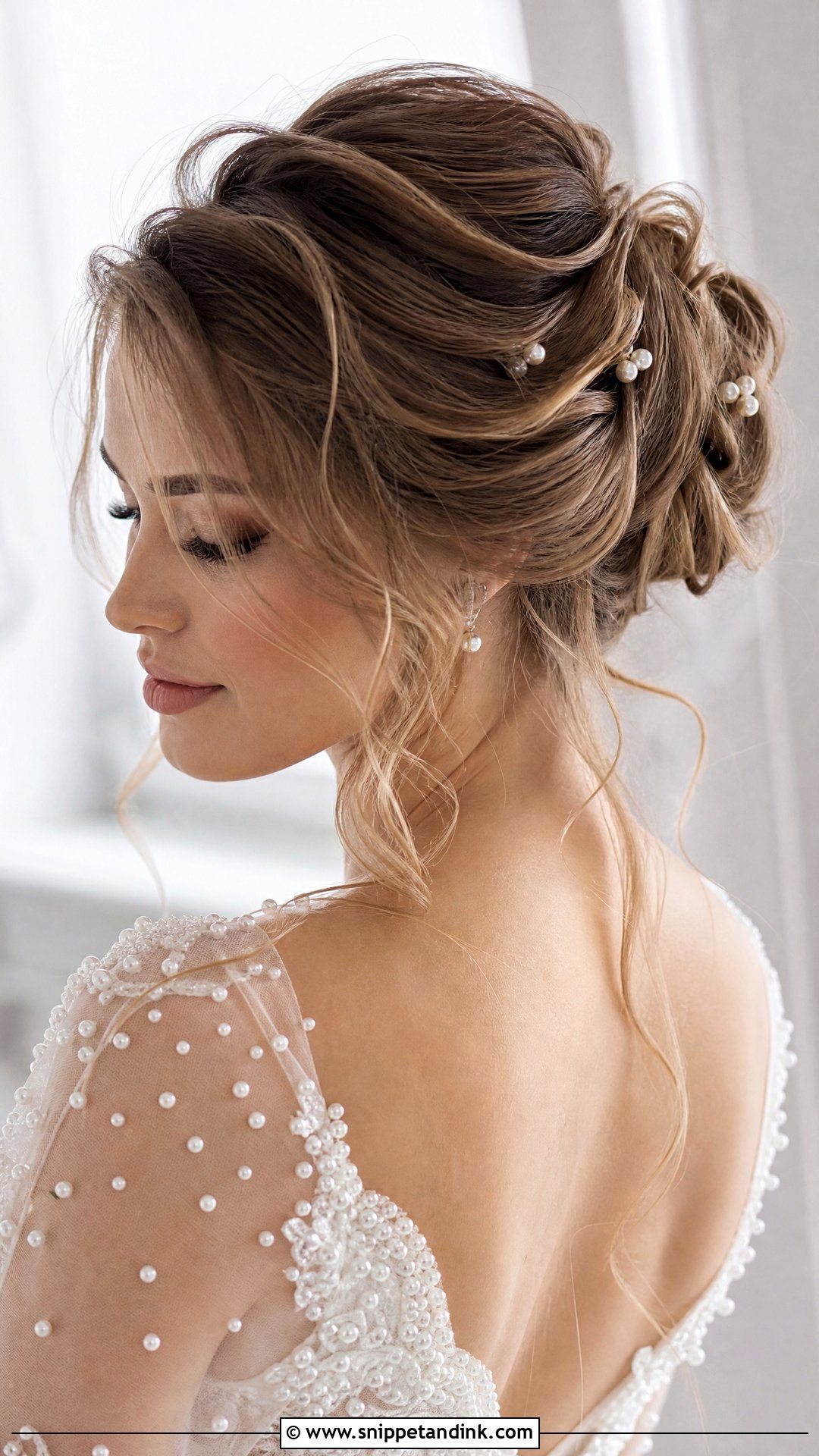 Messy Bridal Updo With Pearls - Snippet and Ink - 20 Messy Bridal Hairstyles