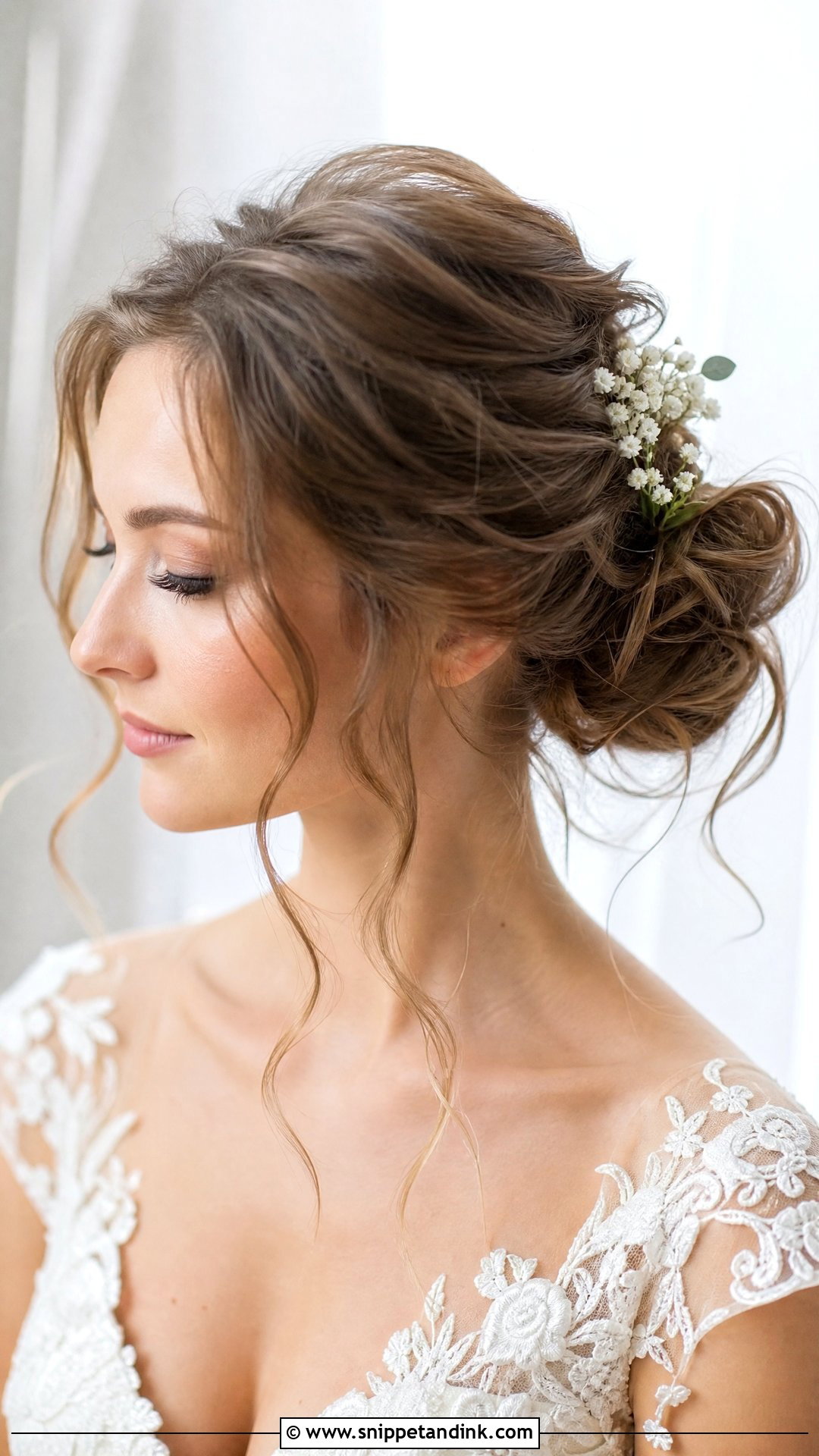 Messy Bridal Updo With Tendrils - Snippet and Ink - 20 Messy Bridal Hairstyles