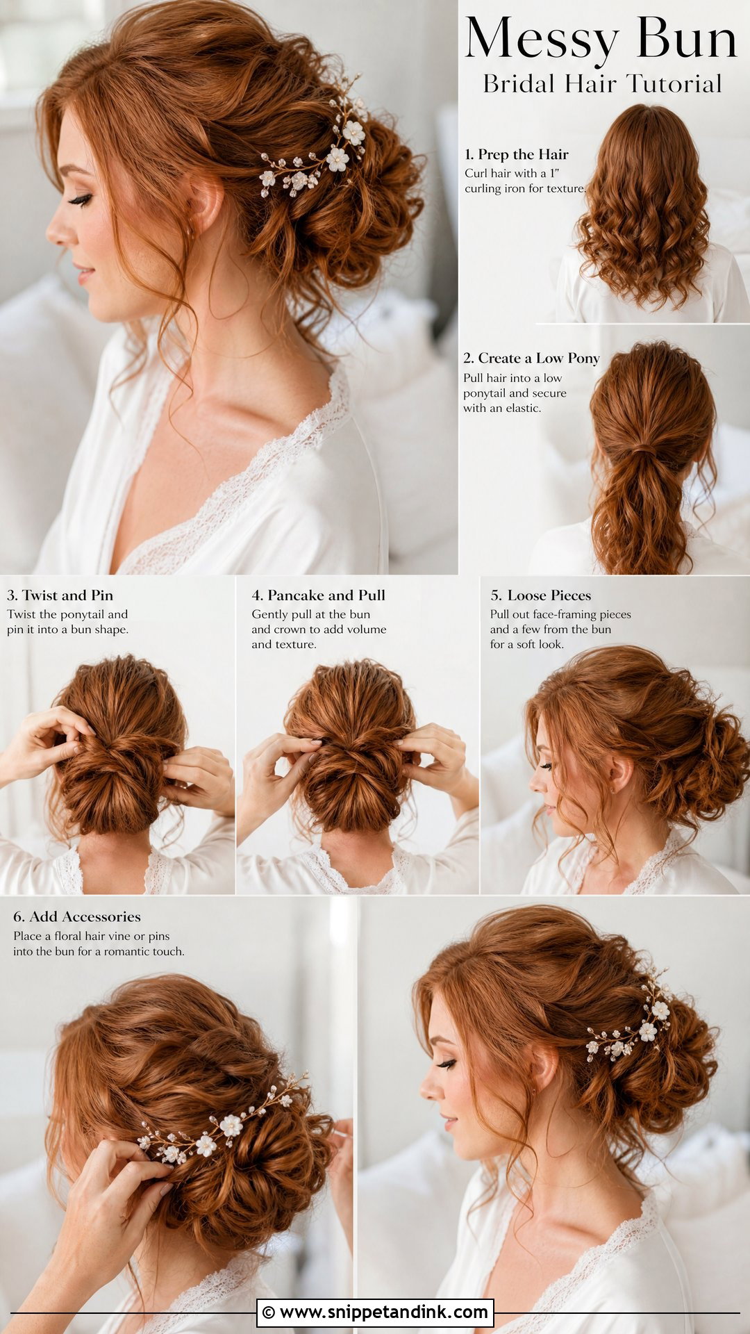 Messy Bun Bridal Hair Tutorial - Snippet and Ink - 15 Bridal Hair Tutorial Videos