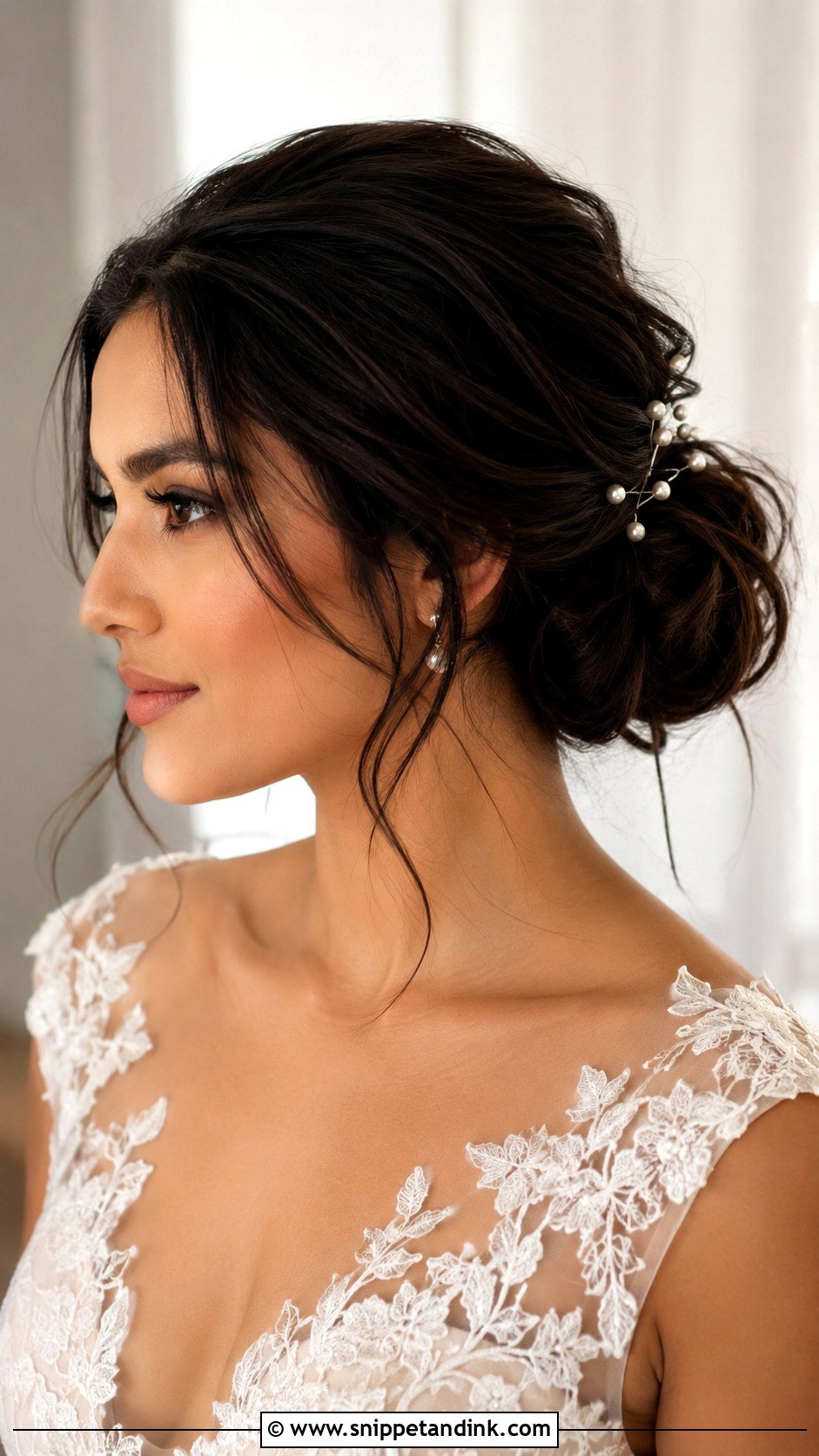 Messy Bun Bridal Hairstyle For Medium Hair - Snippet and Ink - 15 Simple Bridal Hairstyles for Medium Hair