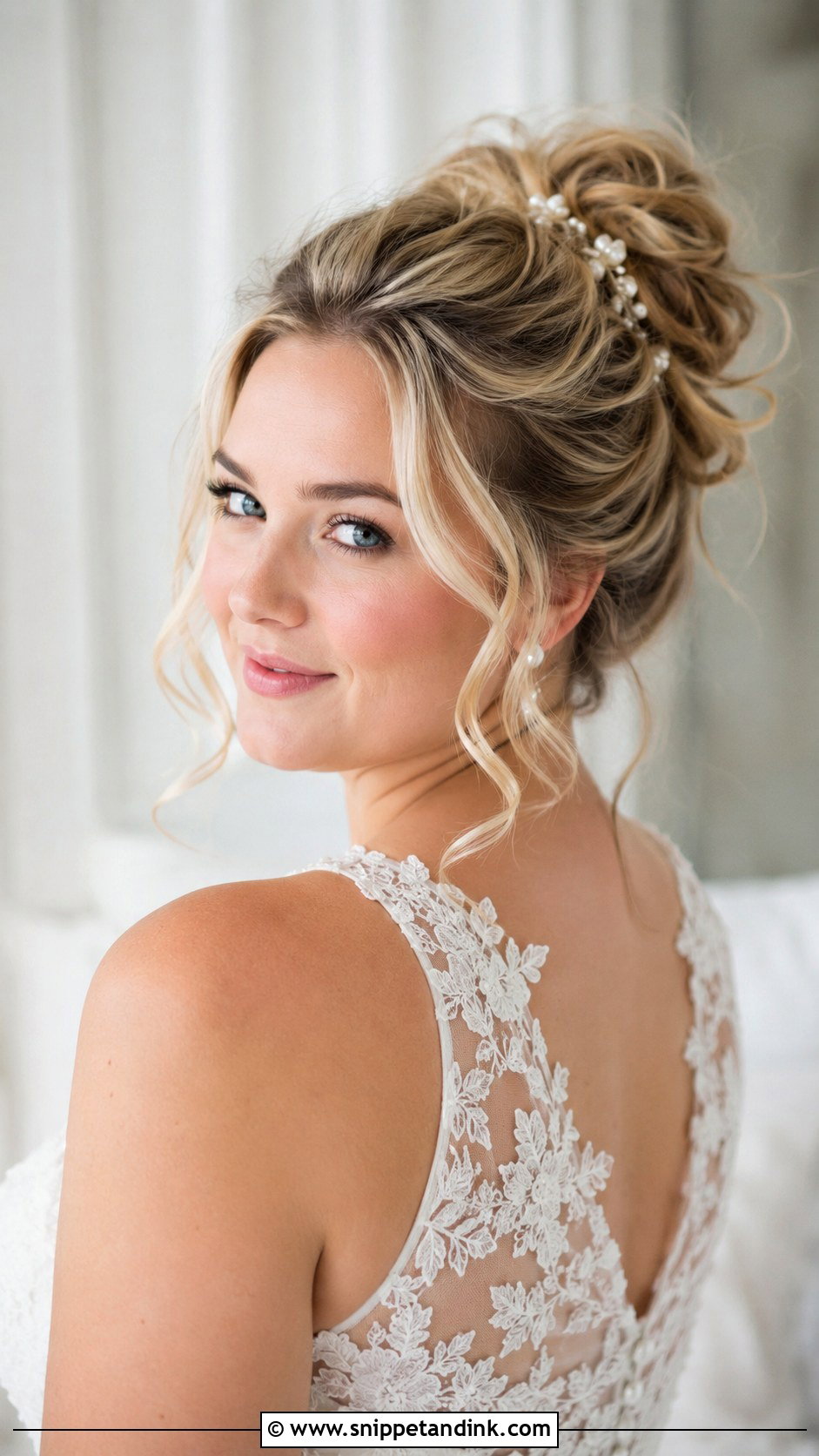 Messy Bun Bridal Hairstyle For Round Face - Snippet and Ink - 20 Bridal Hairstyles for Round Face Brides