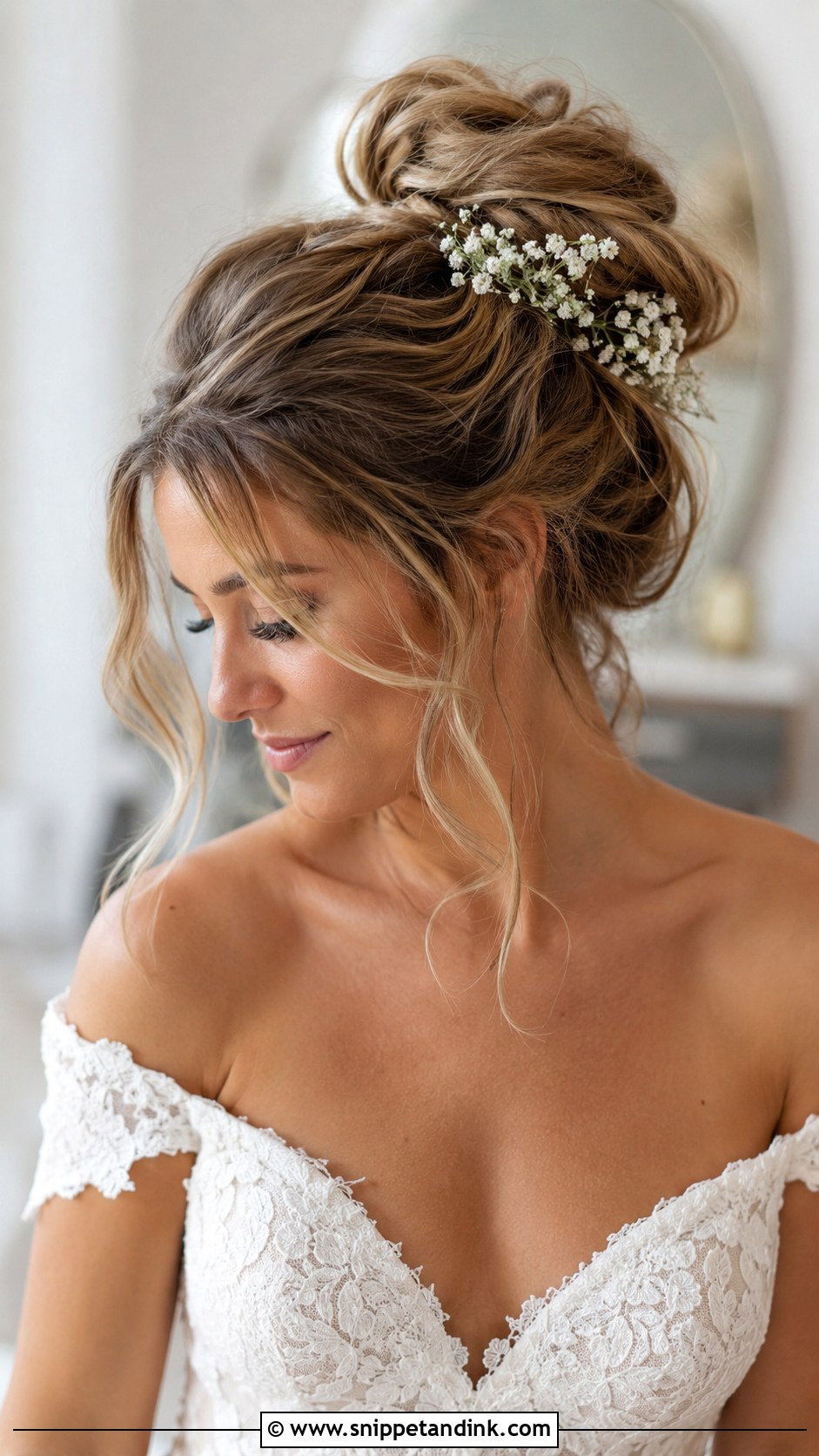 Messy Bun Bridal Updo - Snippet and Ink - 30 Wedding Updos for Long Hair
