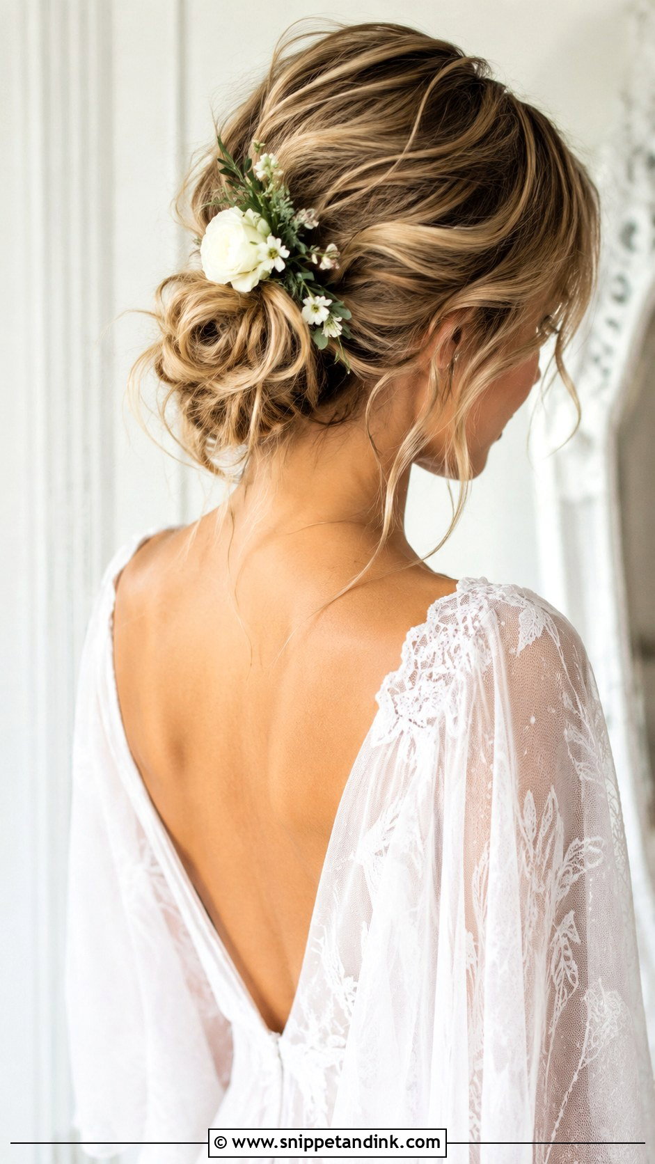 Messy Bun Bridal Updo - Snippet and Ink - 20 Elegant Wedding Hair Updo Ideas