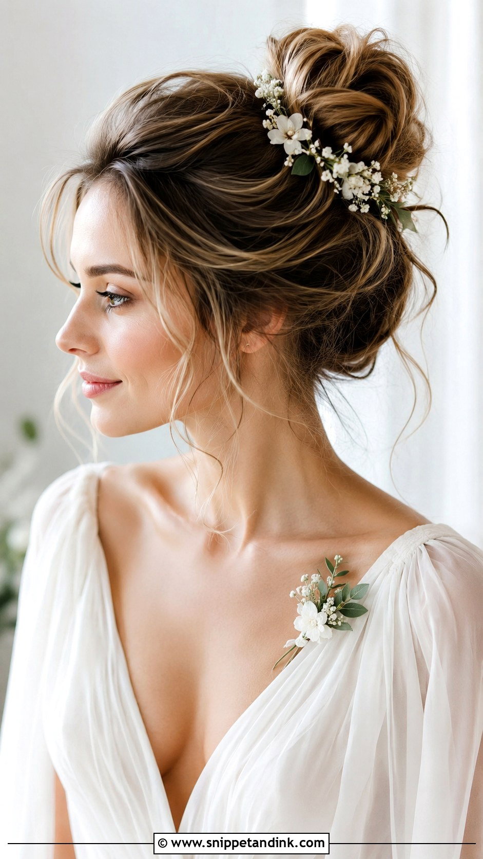 Messy Bun Bridal Updo - Snippet and Ink - 20 Romantic Wedding Updo Ideas