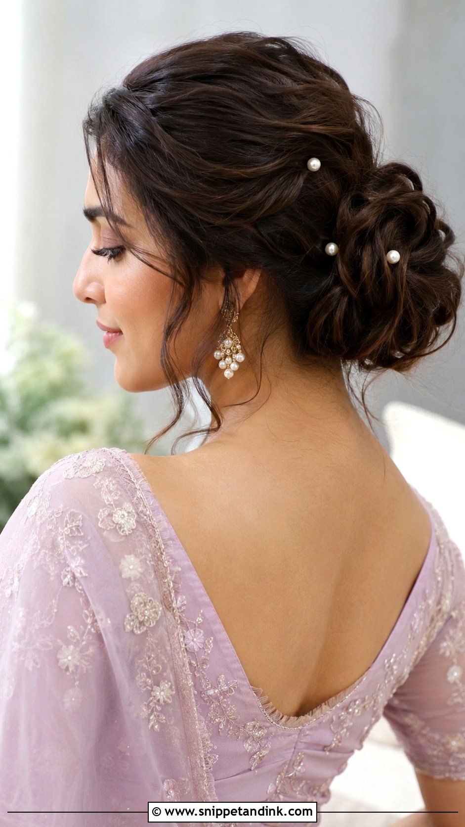 Messy Bun Bridesmaid Hairstyle for Saree - Snippet and Ink - 25 Bridesmaid Hairstyles for Saree