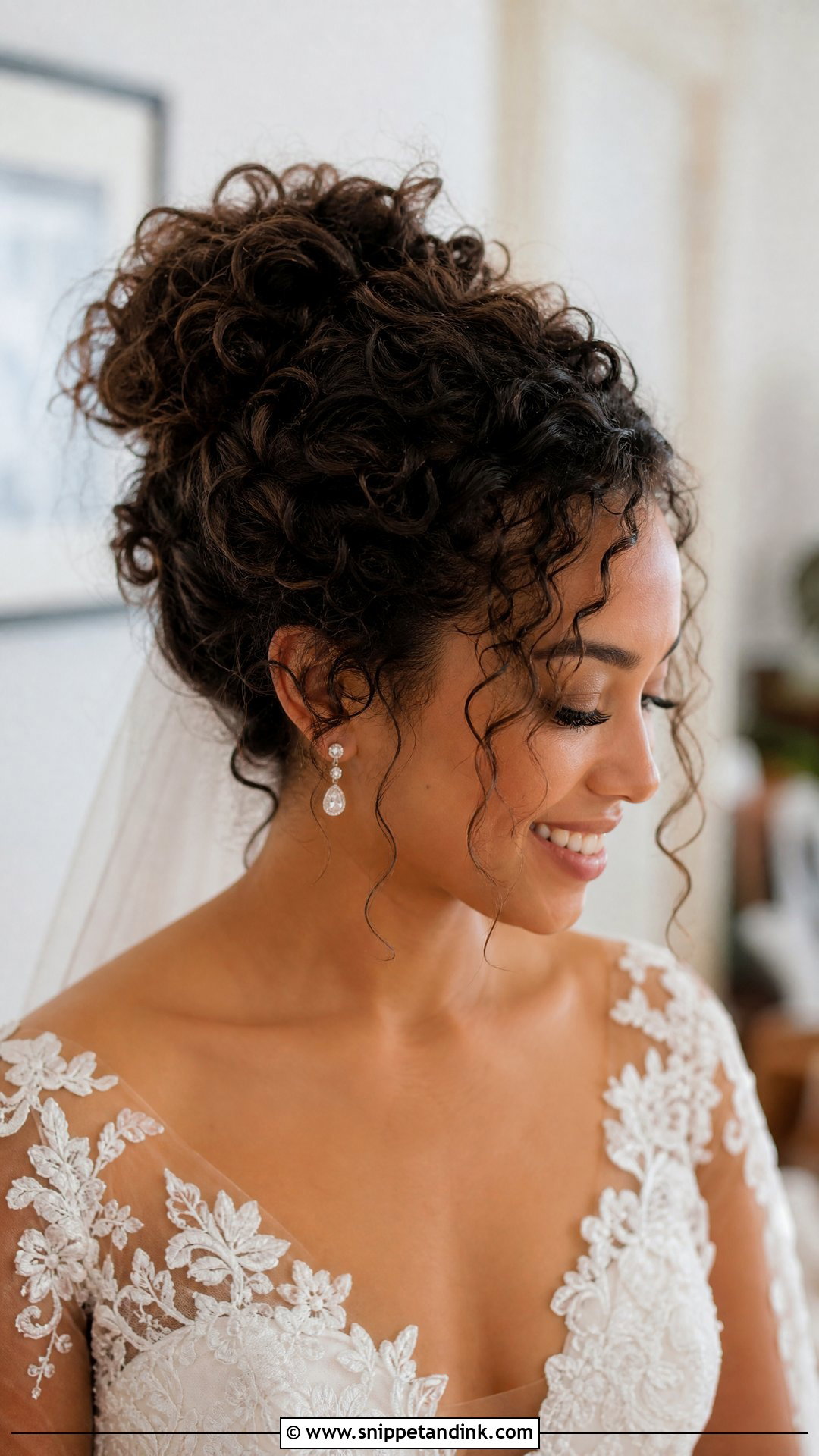 Messy Bun For Curly Hair - Snippet and Ink - 25 Messy Bun Wedding Hair Ideas