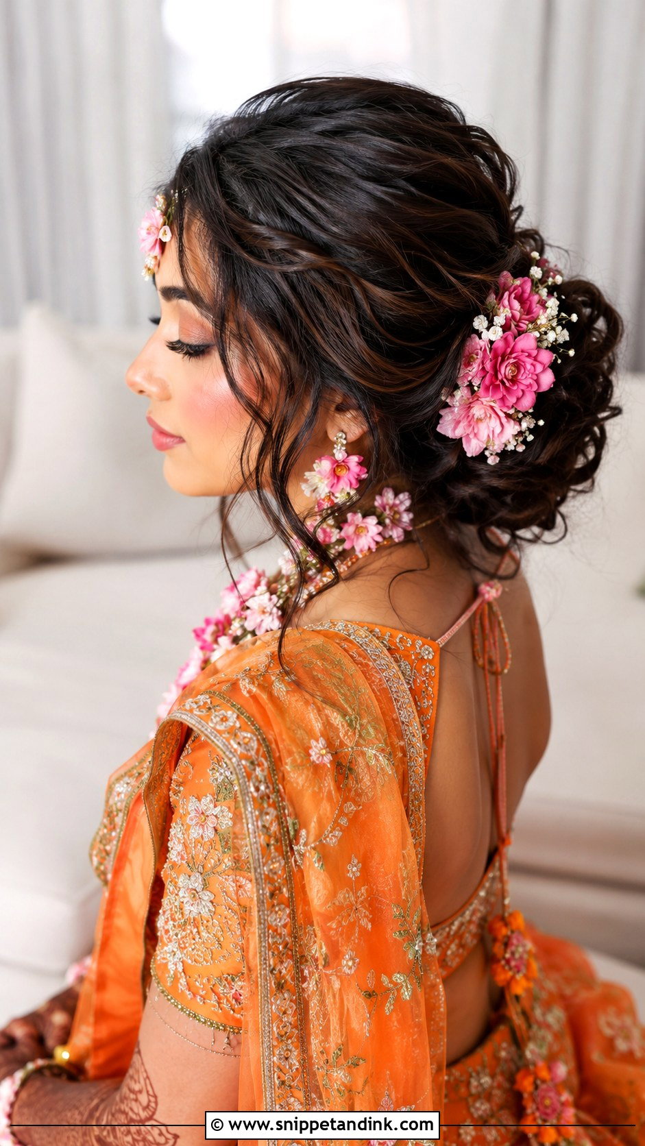 Messy Bun For Mehndi Bride - Snippet and Ink - 15 Mehndi Bridal Hairstyle Ideas