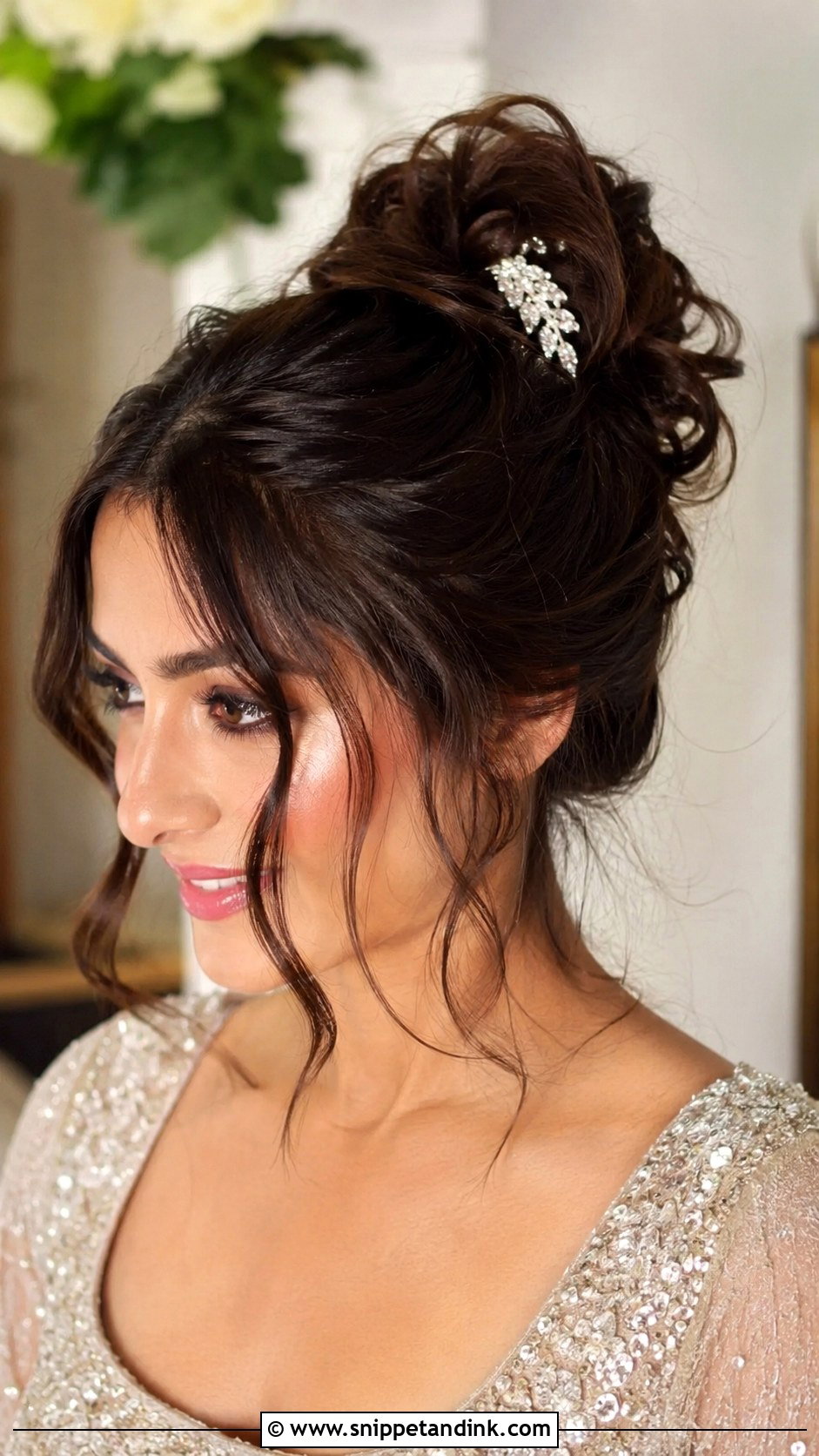 Messy Bun Hairstyle for Sangeet - Snippet and Ink - 25 Hairstyle for Marriage Function Ideas