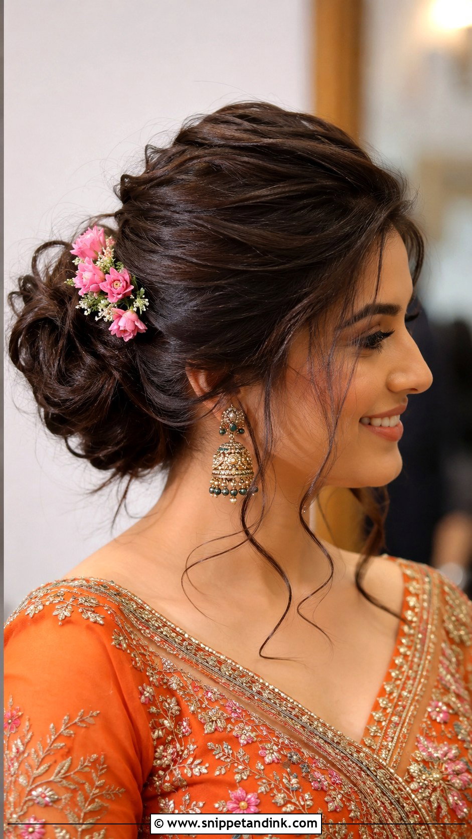Messy Bun Mehendi Hairstyle - Snippet and Ink - 15 Mehendi Hairstyles for Bride