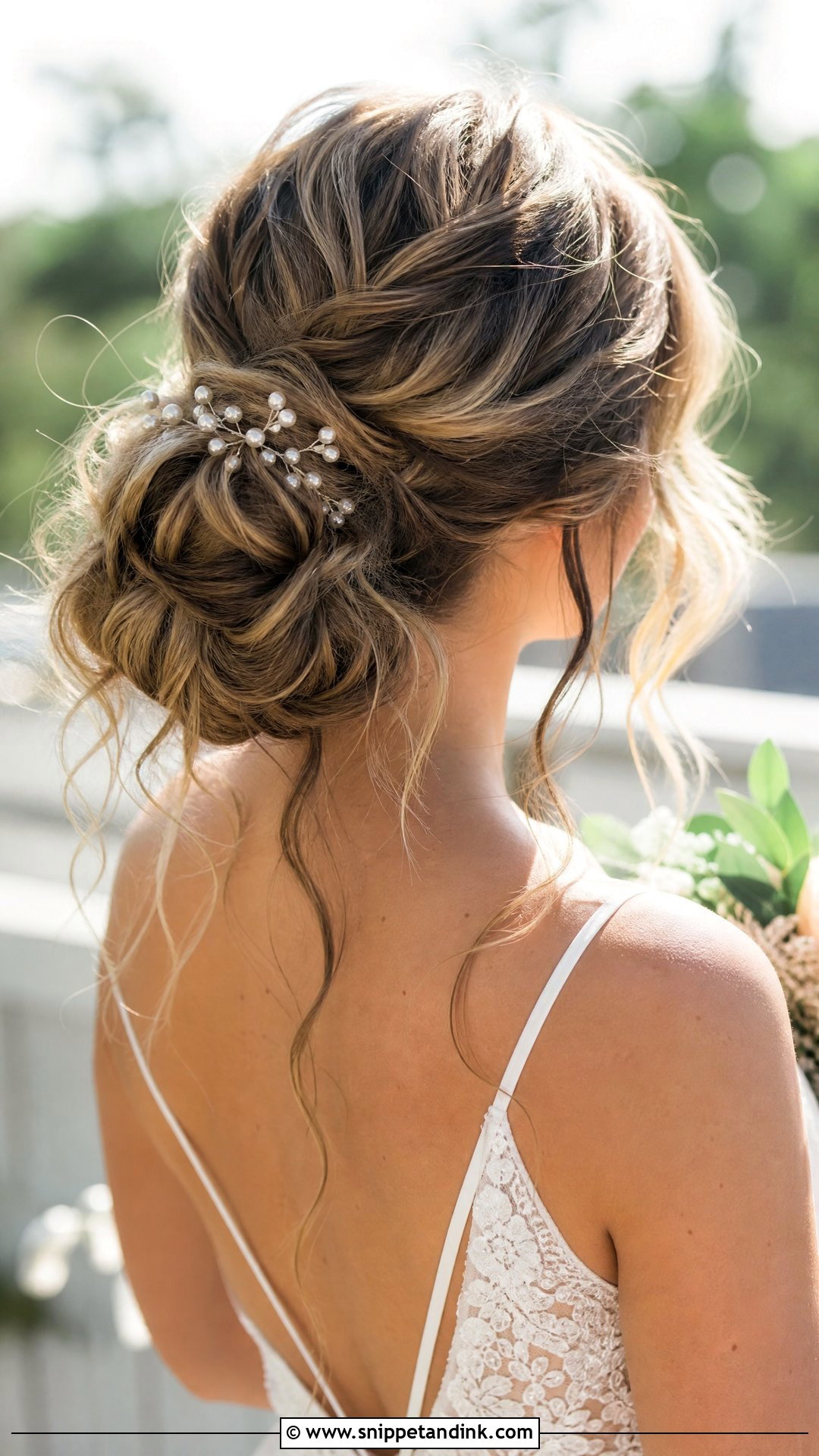 Messy Bun Summer Bridal Hair - Snippet and Ink - 20 Summer Bridal Hair Ideas