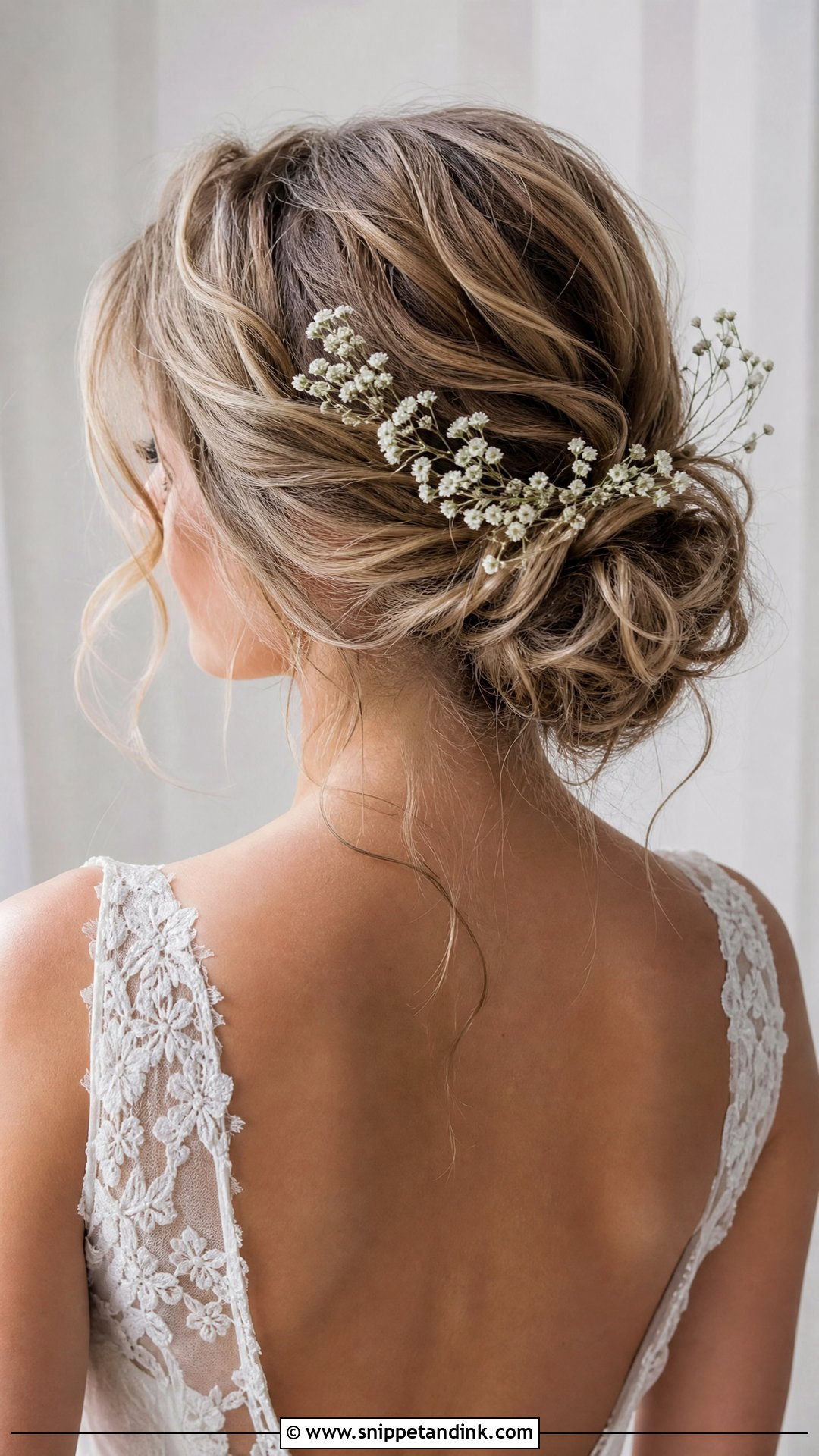 Messy Bun Updo for Short Hair - Snippet and Ink - 20 Short Hair Wedding Updo Ideas