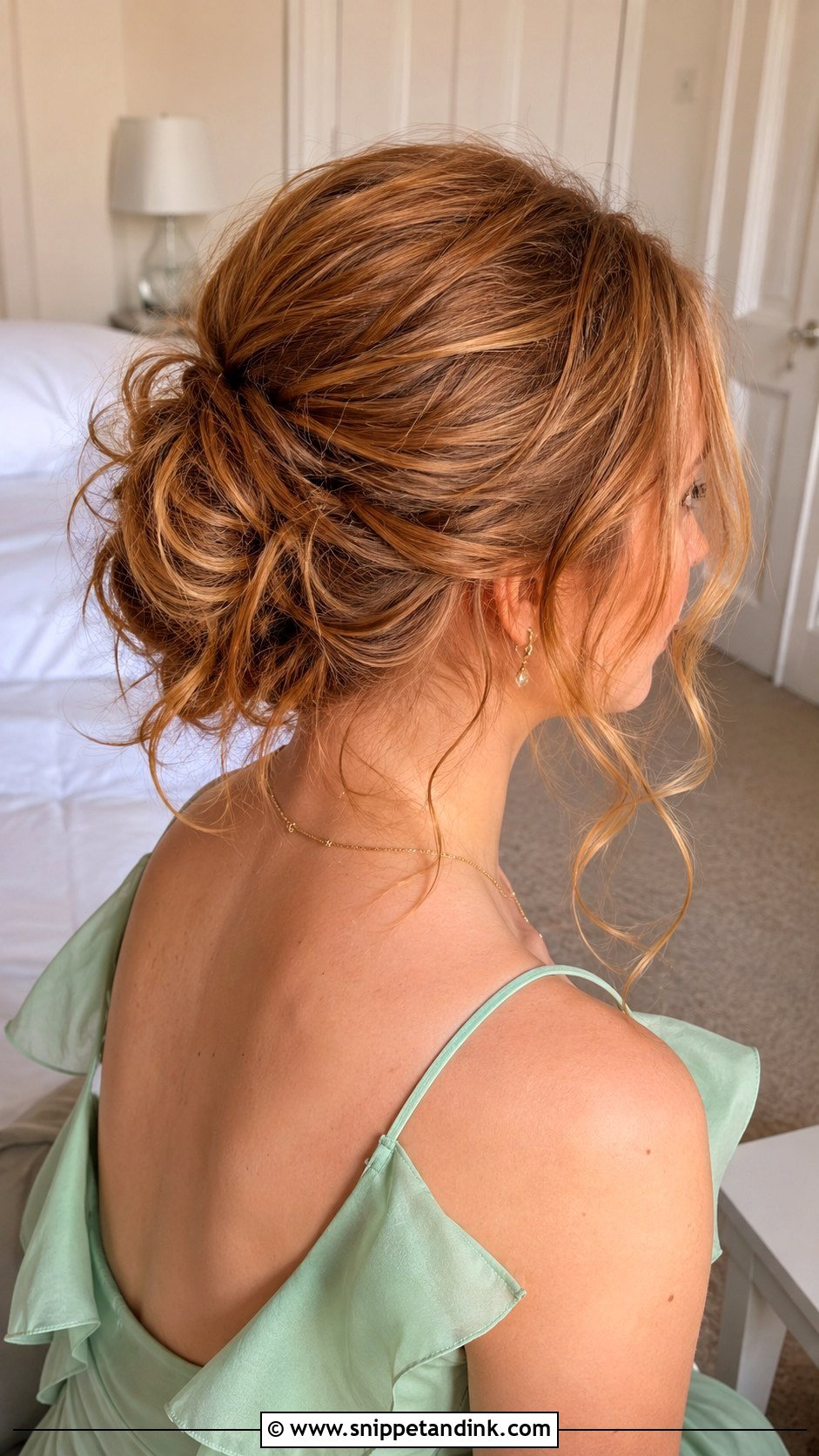 Messy Bun Upstyle For Long Hair - Snippet and Ink - 15 Upstyles for Long Hair Wedding Guest Ideas