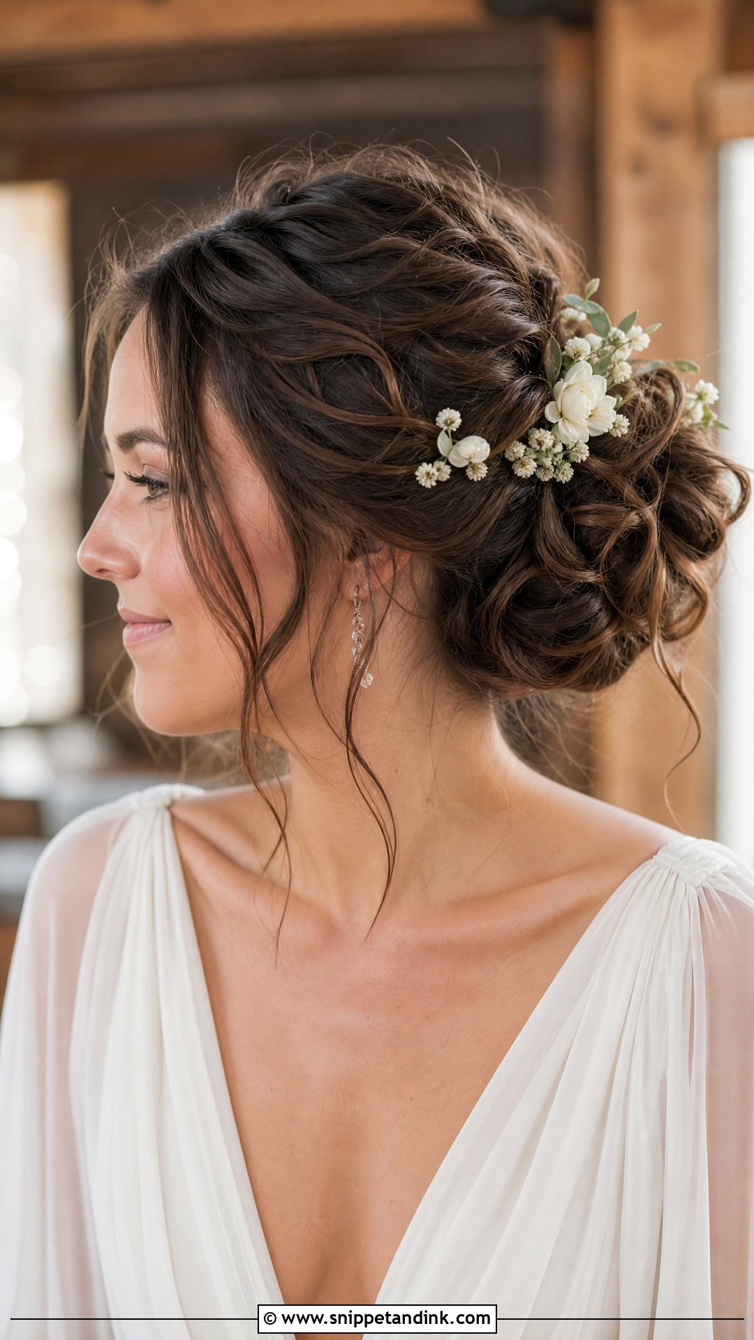 Messy Bun Wedding Hair With Flowers - Snippet and Ink - 15 Flowers for Hair Wedding Ideas