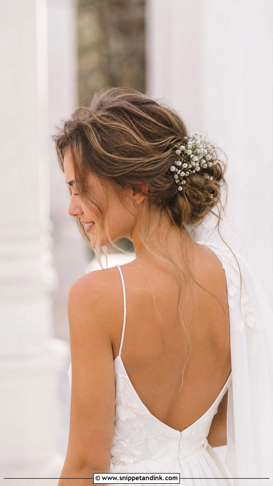 Messy Bun Wedding Hairstyle - Snippet and Ink - 20 Medium Length Bride Hairstyles