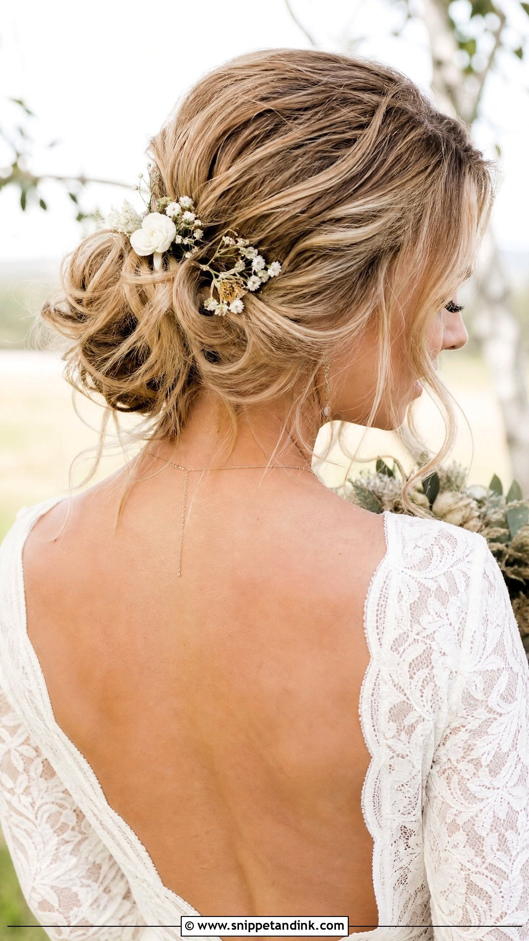 Messy Bun Wedding Hairstyle - Snippet and Ink - 20 Mid Length Wedding Hairstyles
