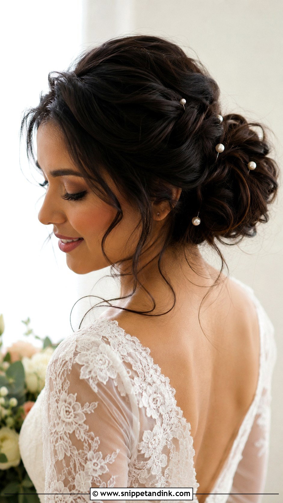 Messy Bun Wedding Hairstyle For Wavy Hair - Snippet and Ink - 15 Wedding Hairstyles for Wavy Hair