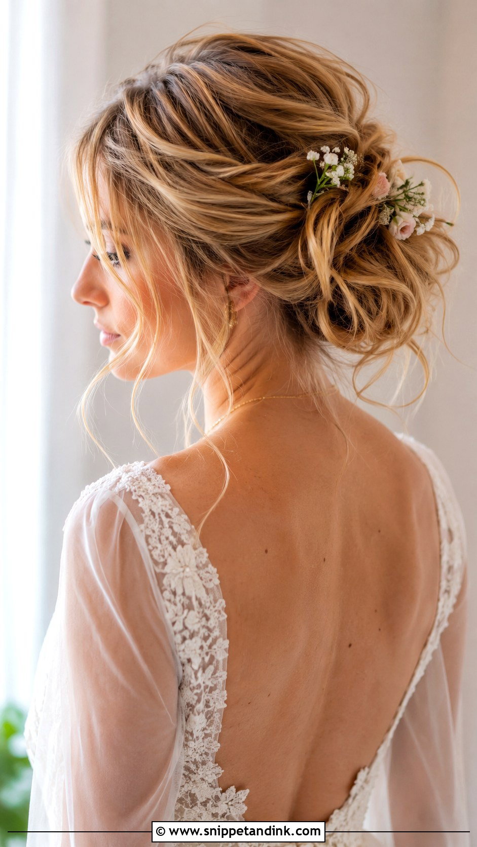 Messy Bun Wedding Hairstyle for Fine Hair - Snippet and Ink - 25 Bridal Hair for Fine Hair Ideas