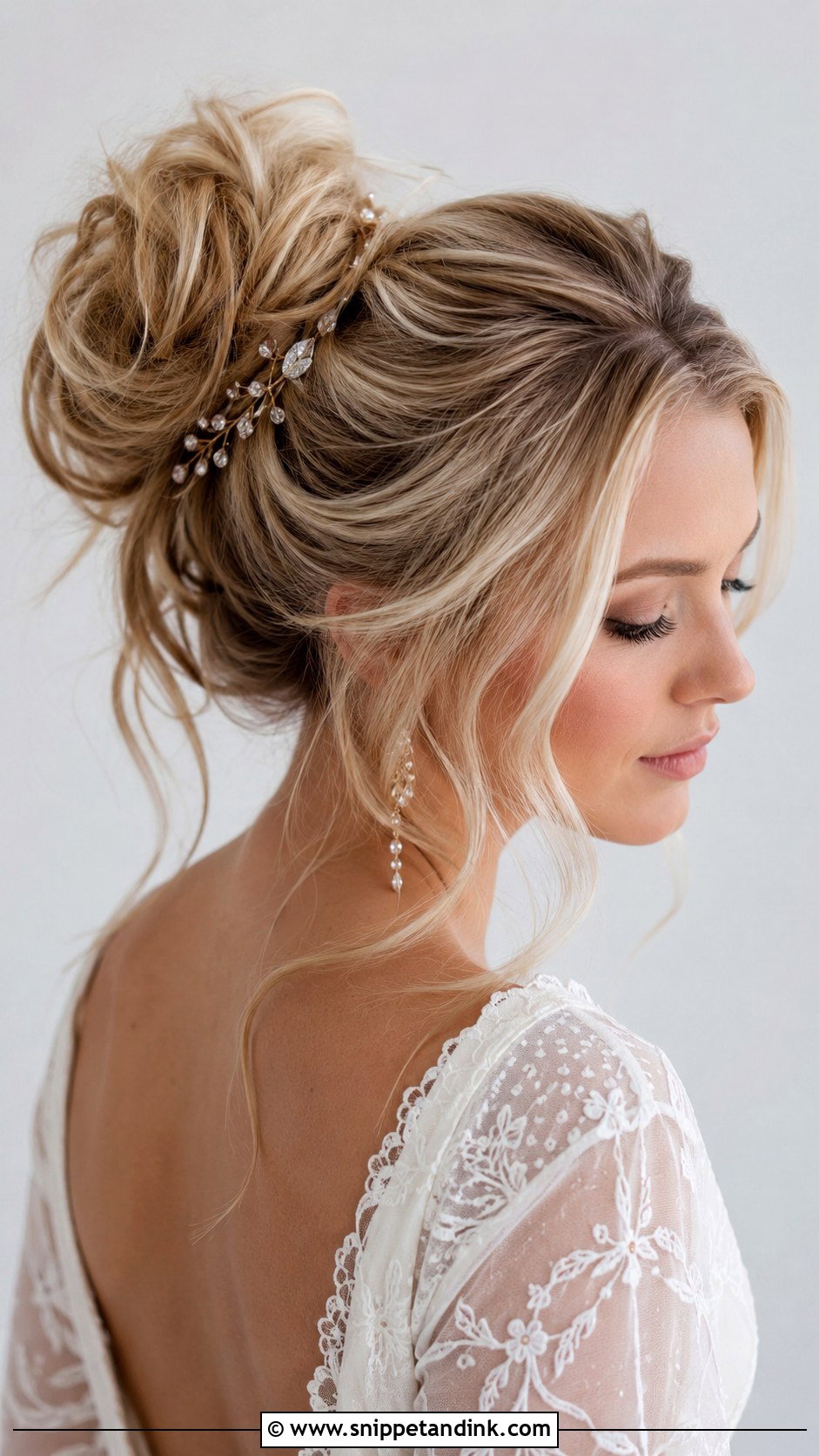 Messy Bun Wedding Hairstyle for Long Hair - Snippet and Ink - 20 Wedding Hair for Long Hair Ideas