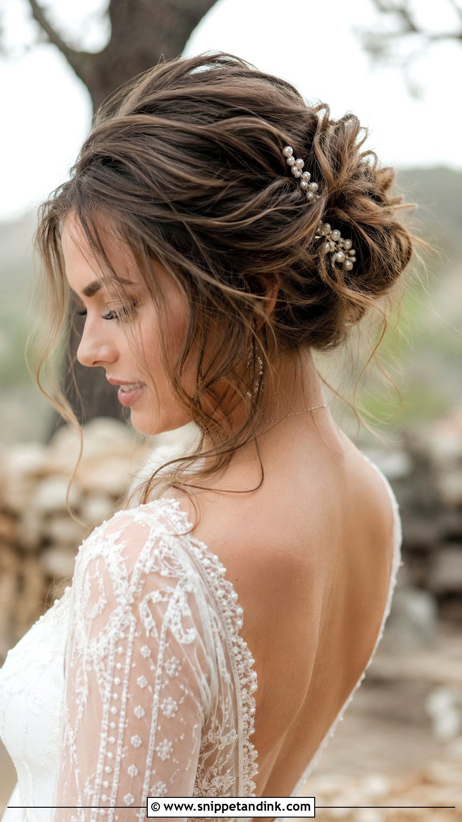 Messy Bun Wedding Updo for Long Hair - Snippet and Ink - 20 Long Hairstyle for Wedding Ideas