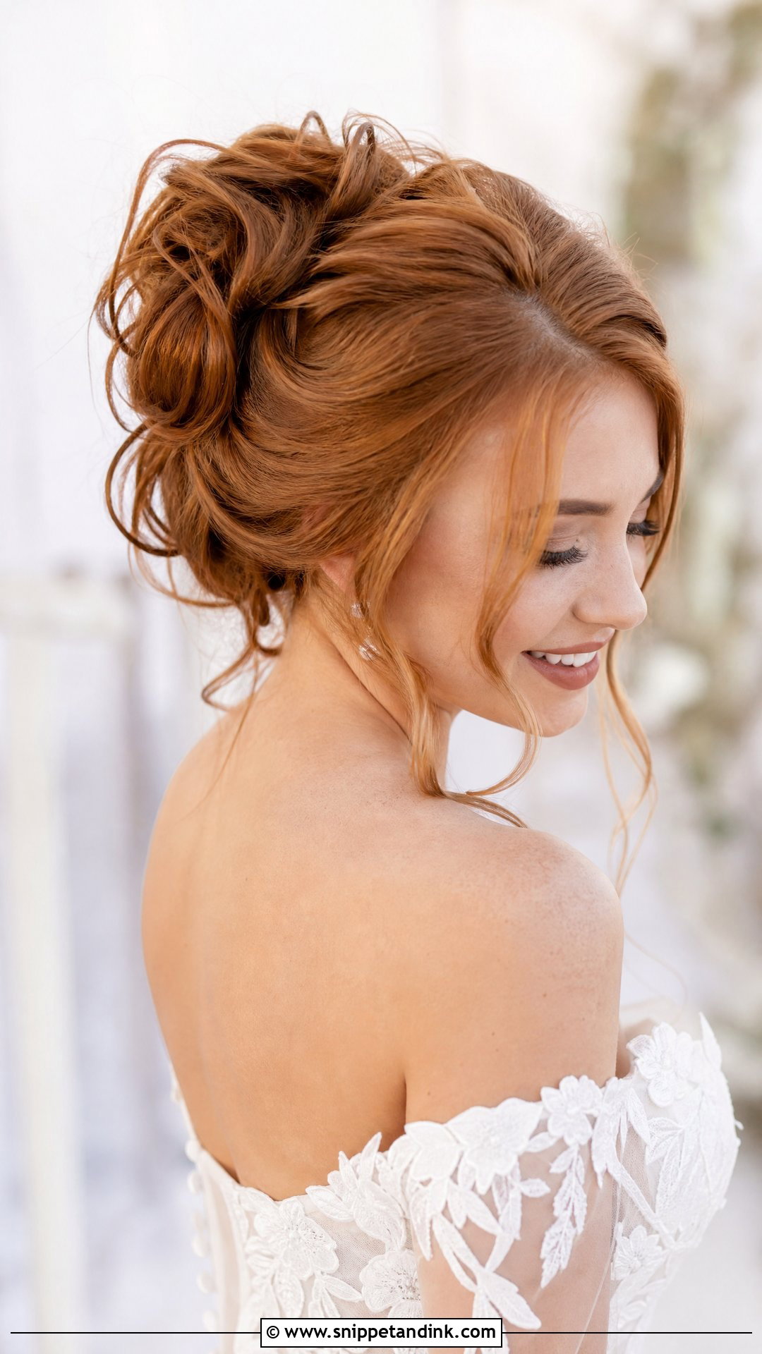 Messy Bun Wedding Updo for Medium Hair - Snippet and Ink - 20 Shoulder Length Hair Wedding Styles