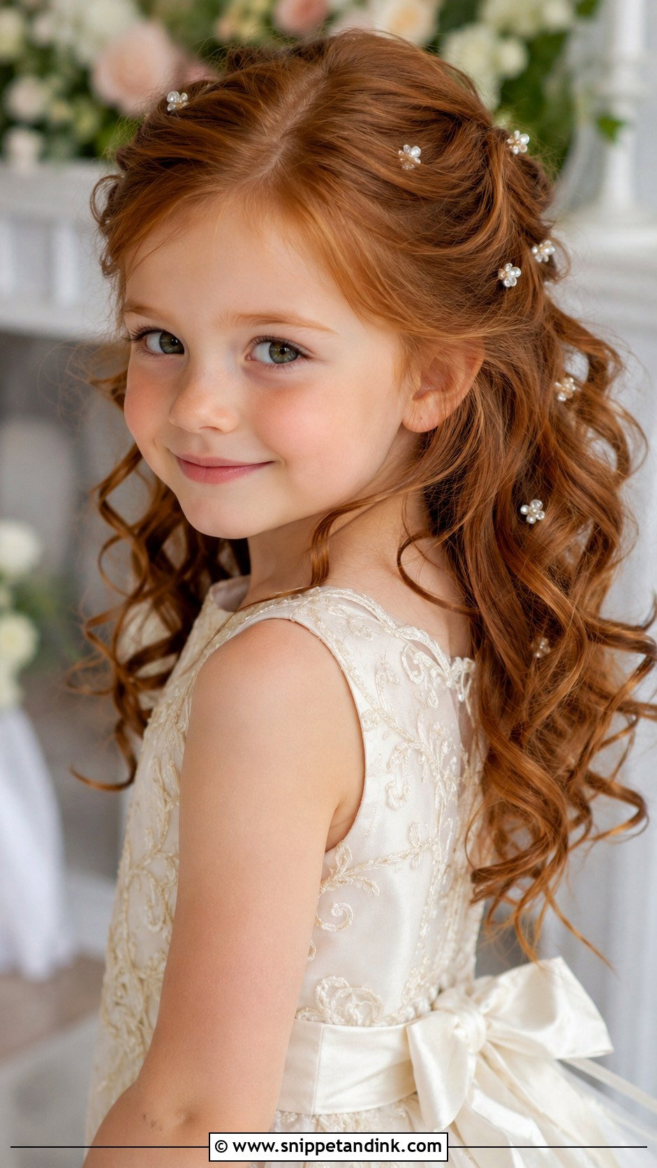 Messy Bun With Babys Breath - Snippet and Ink - 30 Kids Wedding Hair Ideas