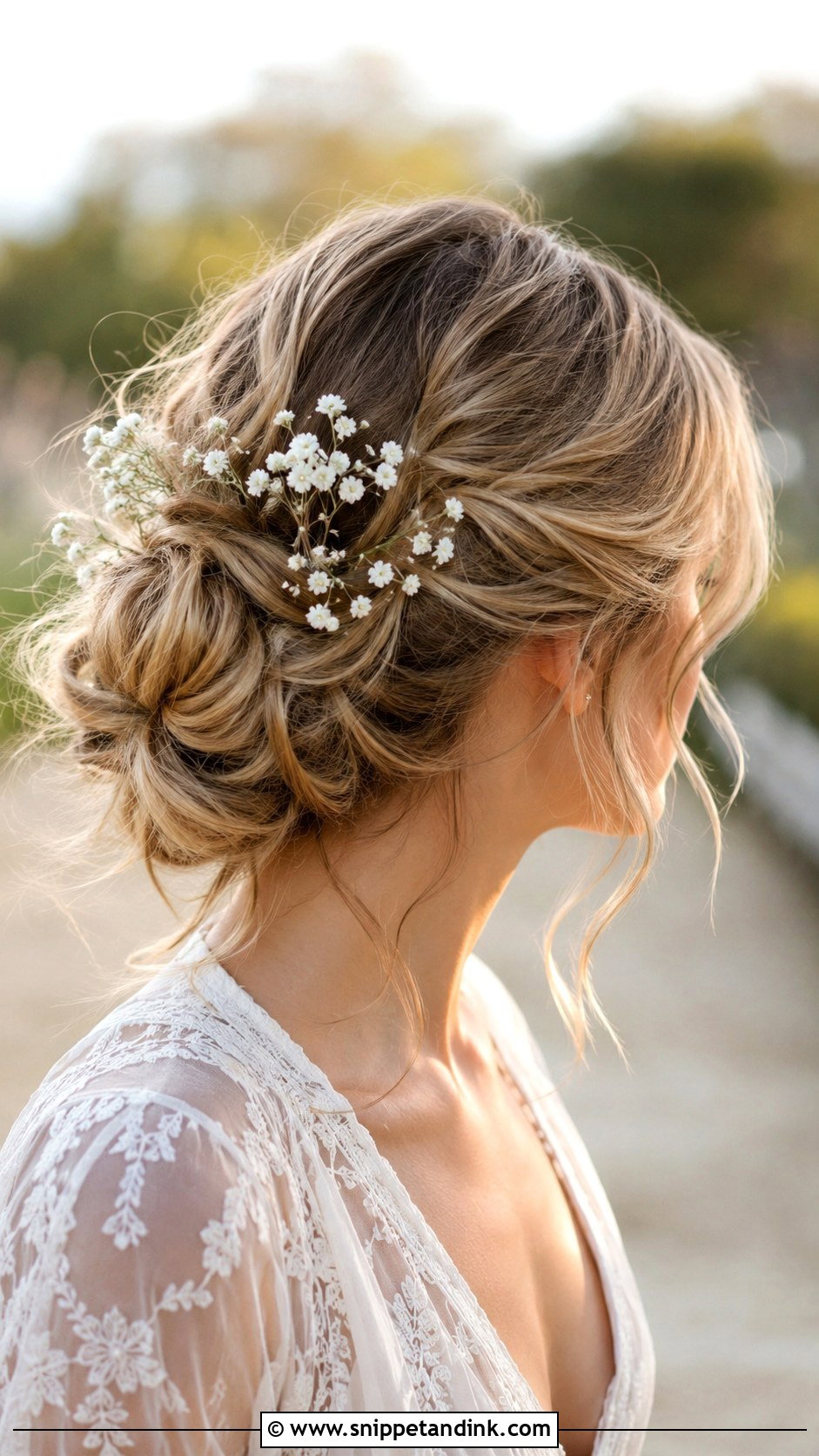 Messy Bun With Babys Breath - Snippet and Ink - 25 Bridal Hair Flowers