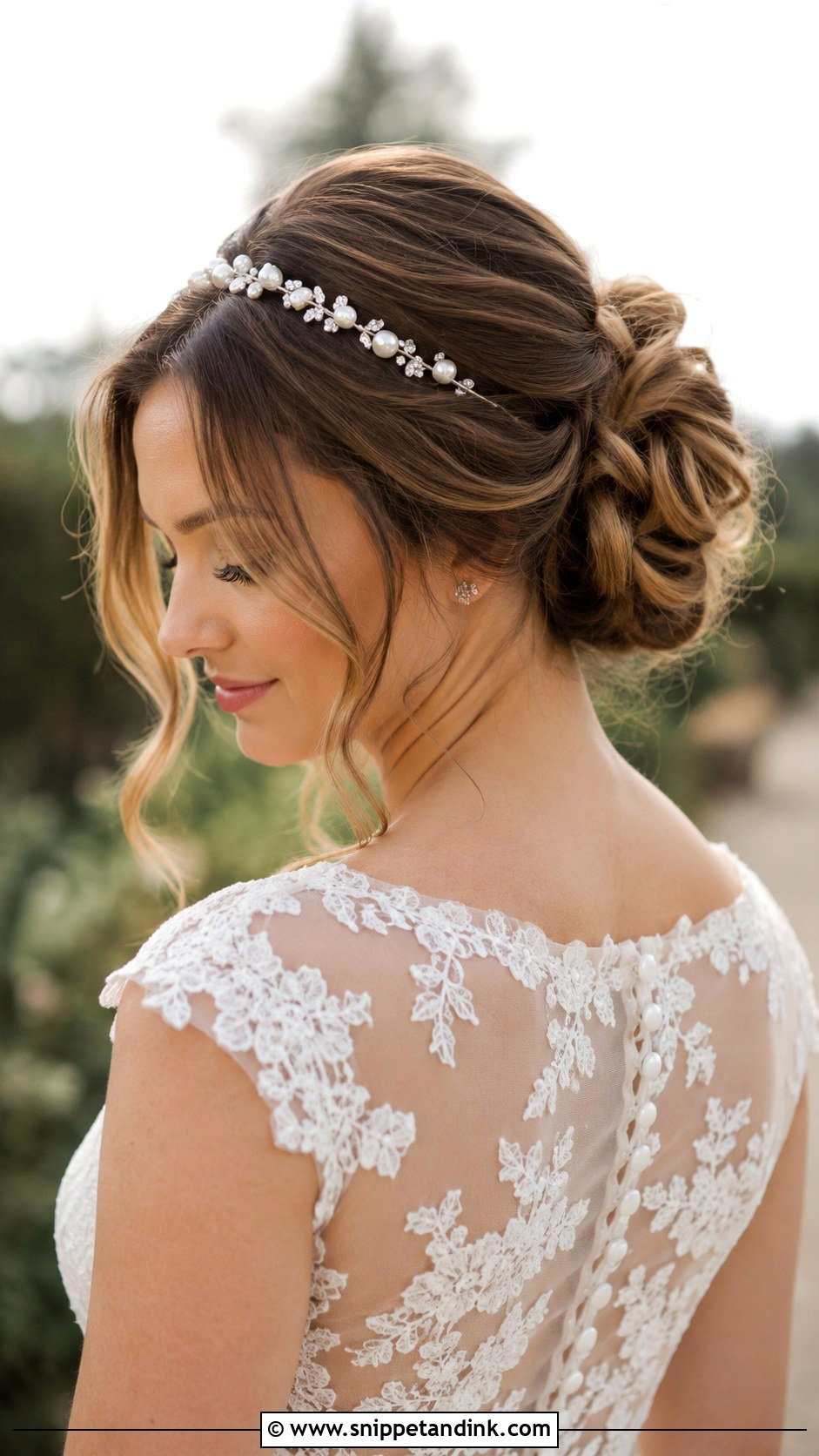 Messy Bun With Bridal Headband - Snippet and Ink - 20 Bridal Messy Bun Hairstyles