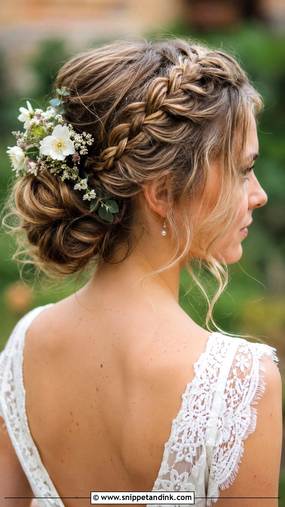 Messy Bun With Crown Braid - Snippet and Ink - 25 Messy Bun Wedding Hair Ideas