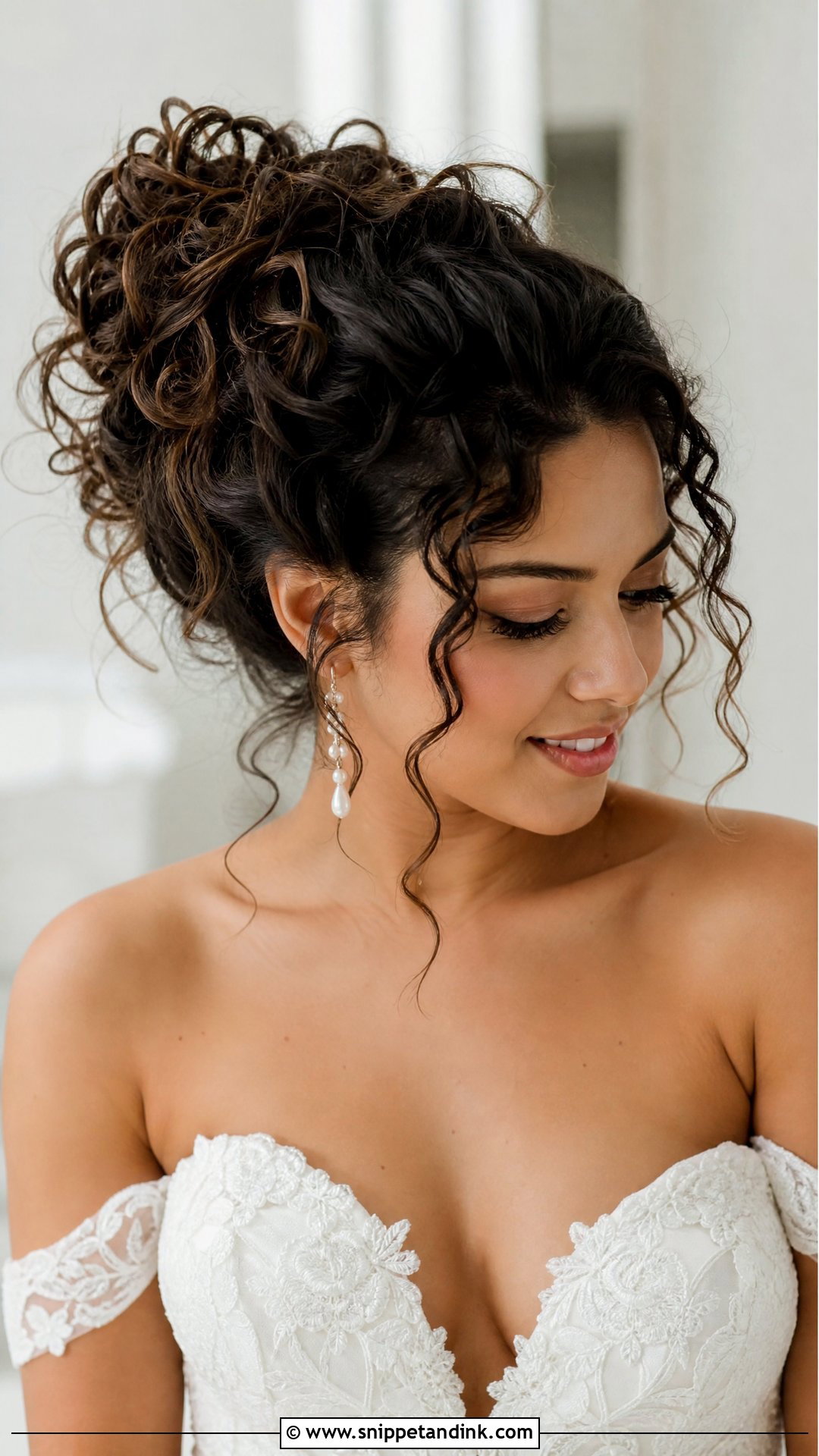 Messy Bun With Curls for Wedding - Snippet and Ink - 20 Messy Hair Bun for Wedding Ideas