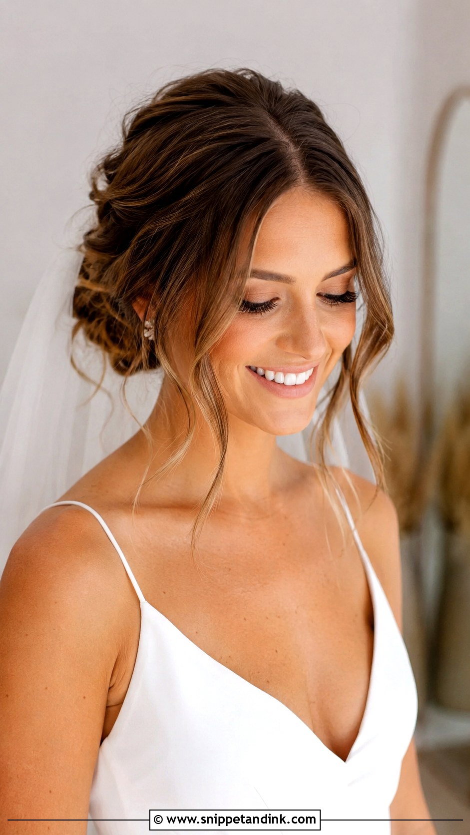 Messy Bun With Curtain Bangs - Snippet and Ink - 20 Messy Bun Wedding Hairstyles