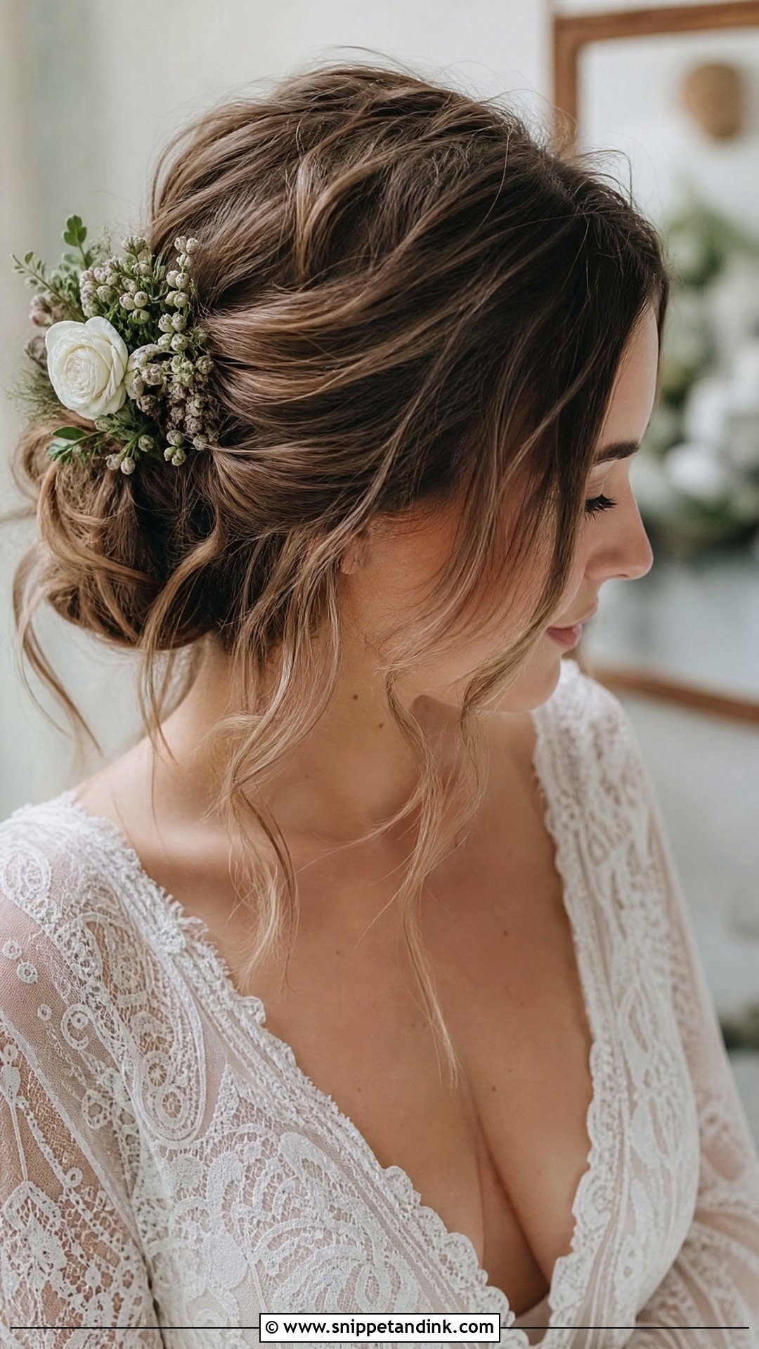 Messy Bun With Face Framing Pieces - Snippet and Ink - 20 Simple Wedding Hairstyles for Medium Hair