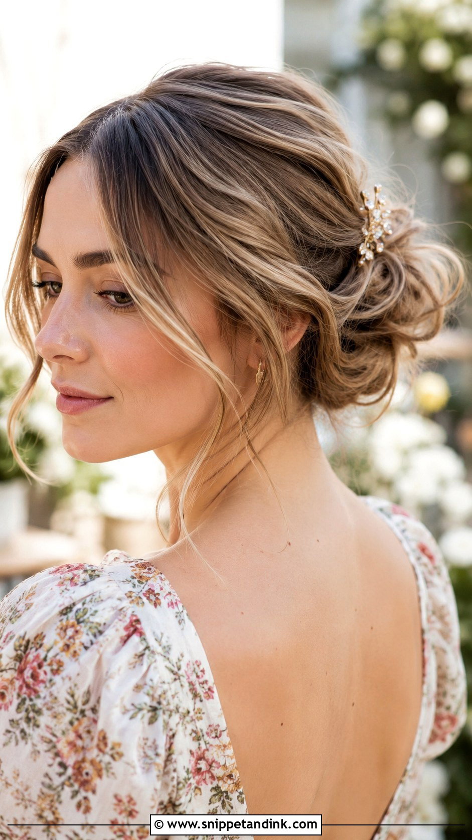 Messy Bun With Face Framing Pieces - Snippet and Ink - 20 Summer Wedding Guest Hairstyles