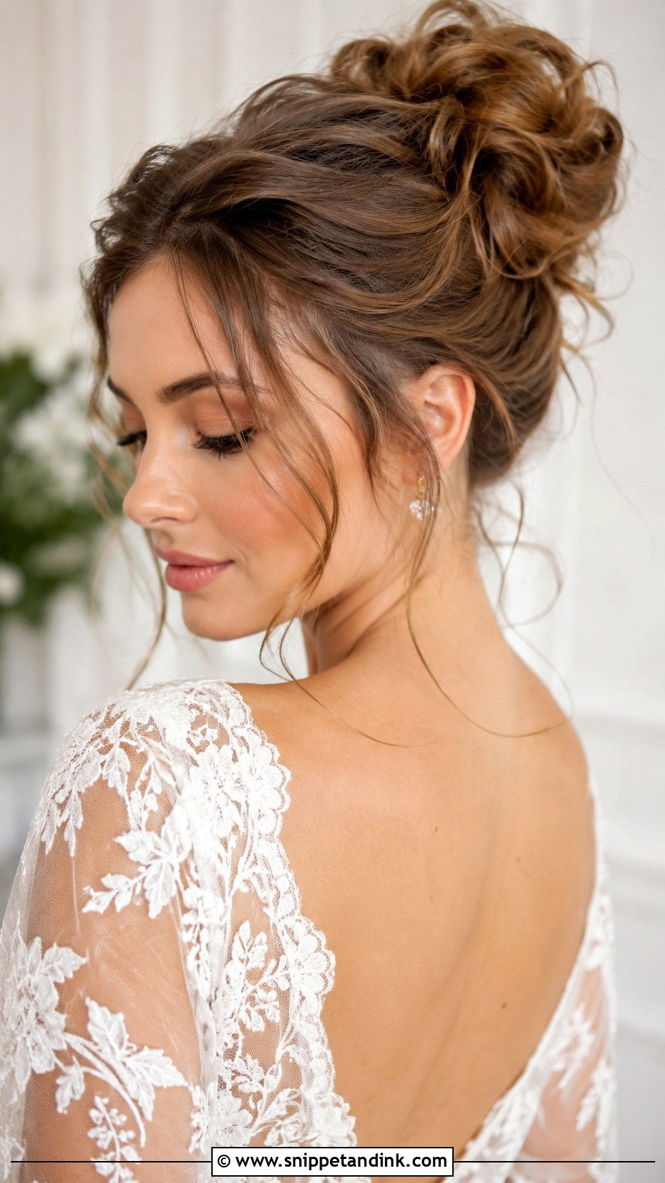 Messy Bun With Face Framing Pieces - Snippet and Ink - 30 Bridal Bun Hairstyles