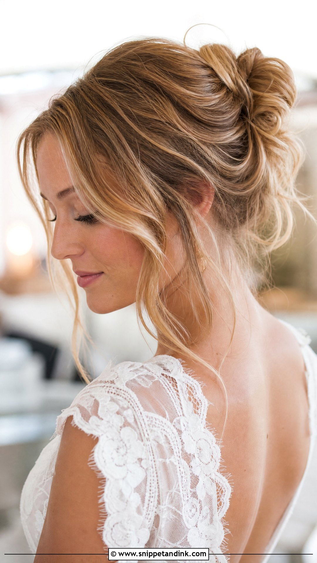 Messy Bun With Face Framing Pieces - Snippet and Ink - 30 Medium Wedding Guest Hairstyles