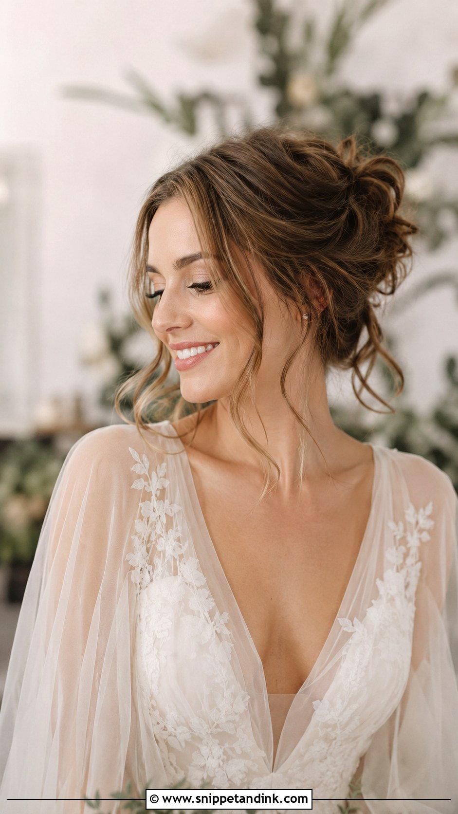 Messy Bun With Face Framing Pieces - Snippet and Ink - 30 Wedding Hairstyles for Medium Hair