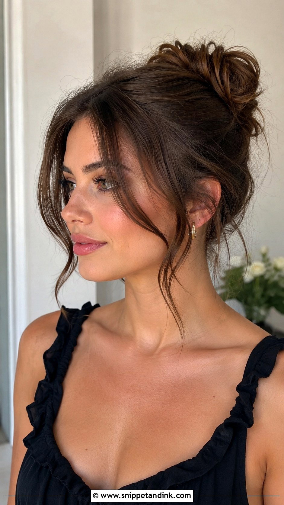Messy Bun With Face Framing Pieces - Snippet and Ink - 20 Hairstyle for a Wedding Guest Ideas
