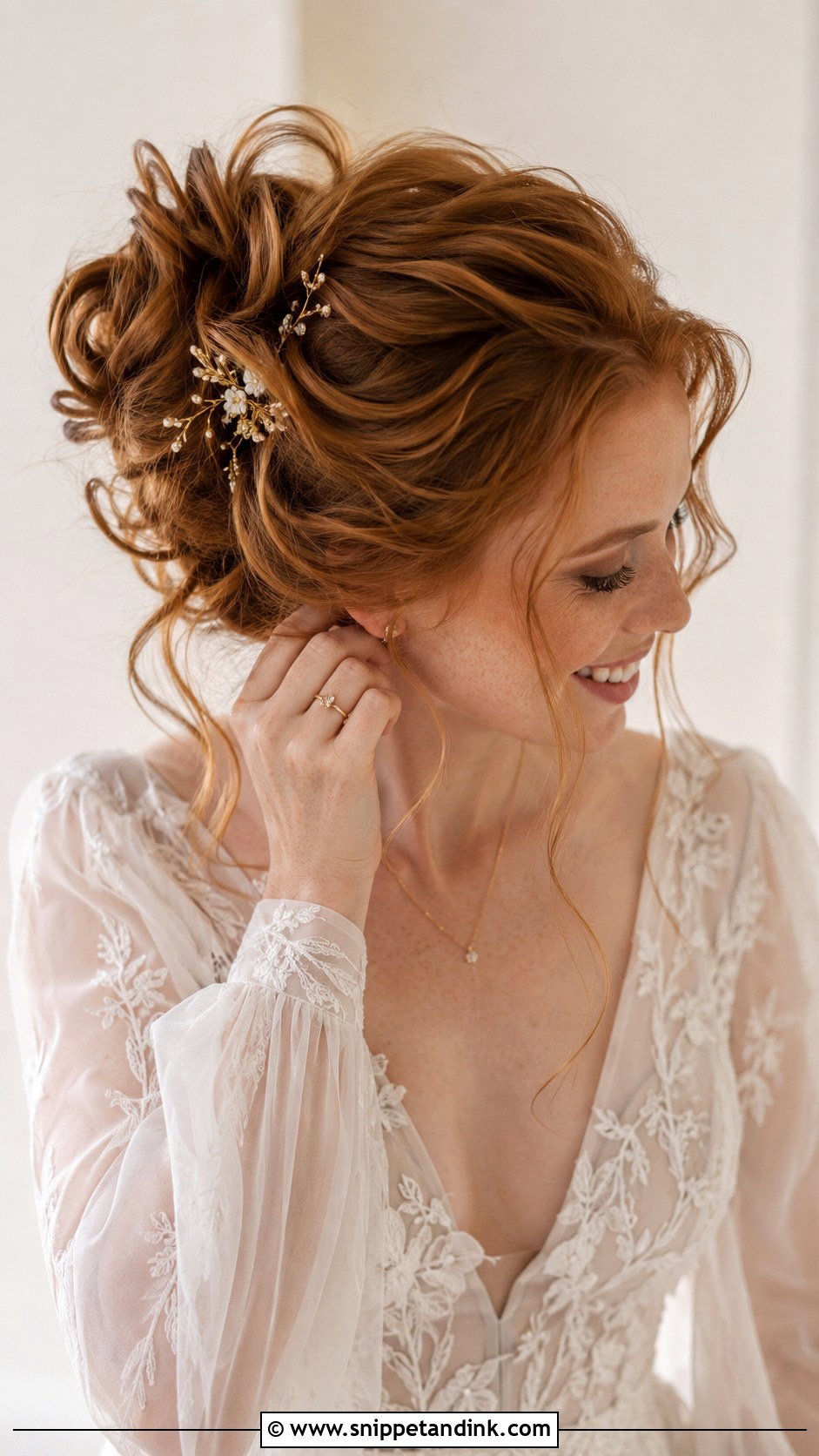 Messy Bun With Face Framing Tendrils - Snippet and Ink - 25 Bridal Updo Hairstyles