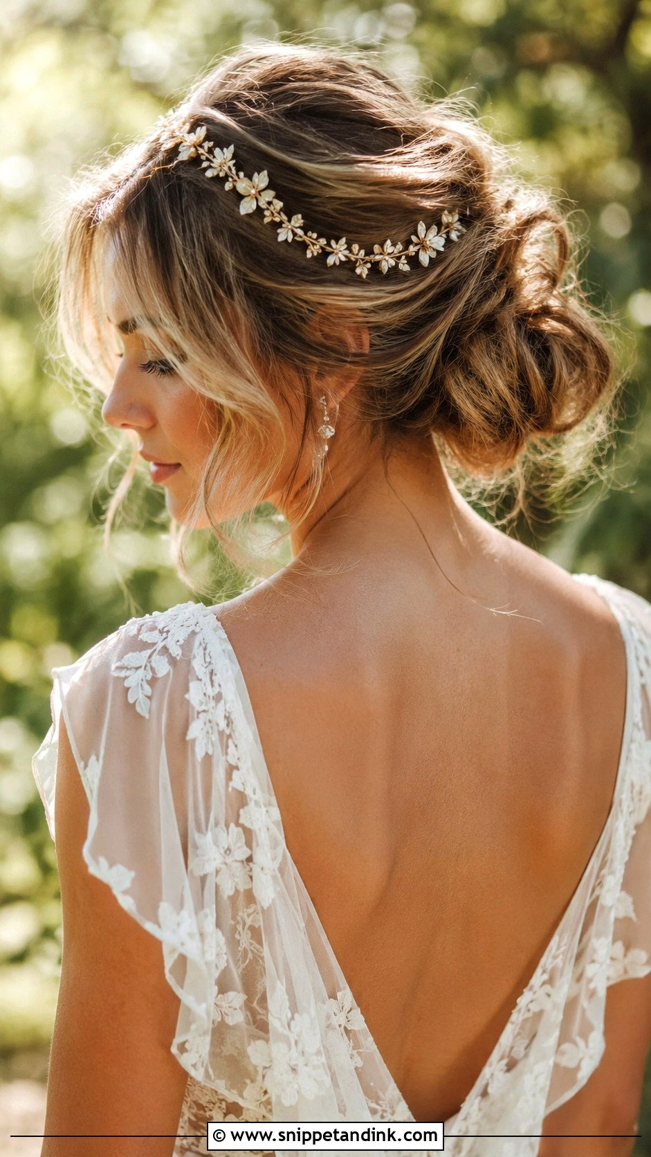 Messy Bun With Floral Hairband - Snippet and Ink - 20 Hairband Wedding Hairstyle Ideas