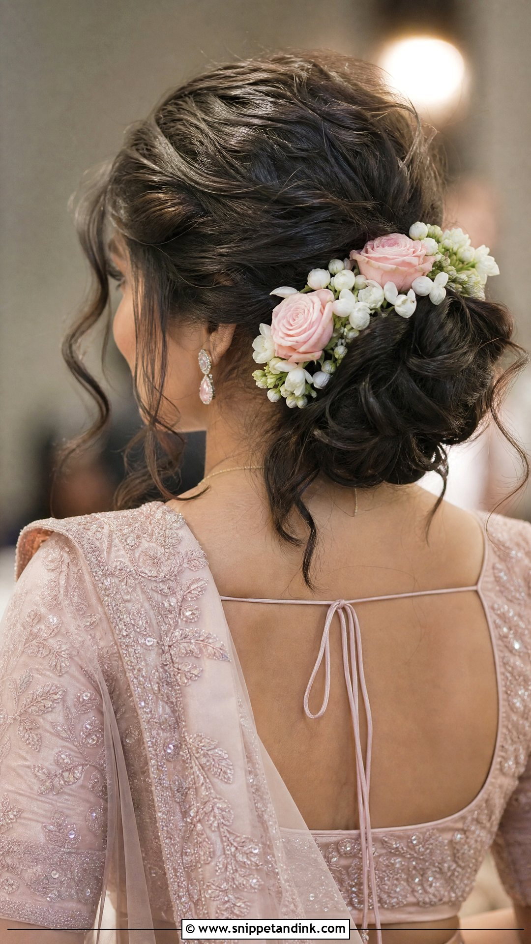 Messy Bun With Flowers - Snippet and Ink - 20 South Indian Bridal Hair Ideas