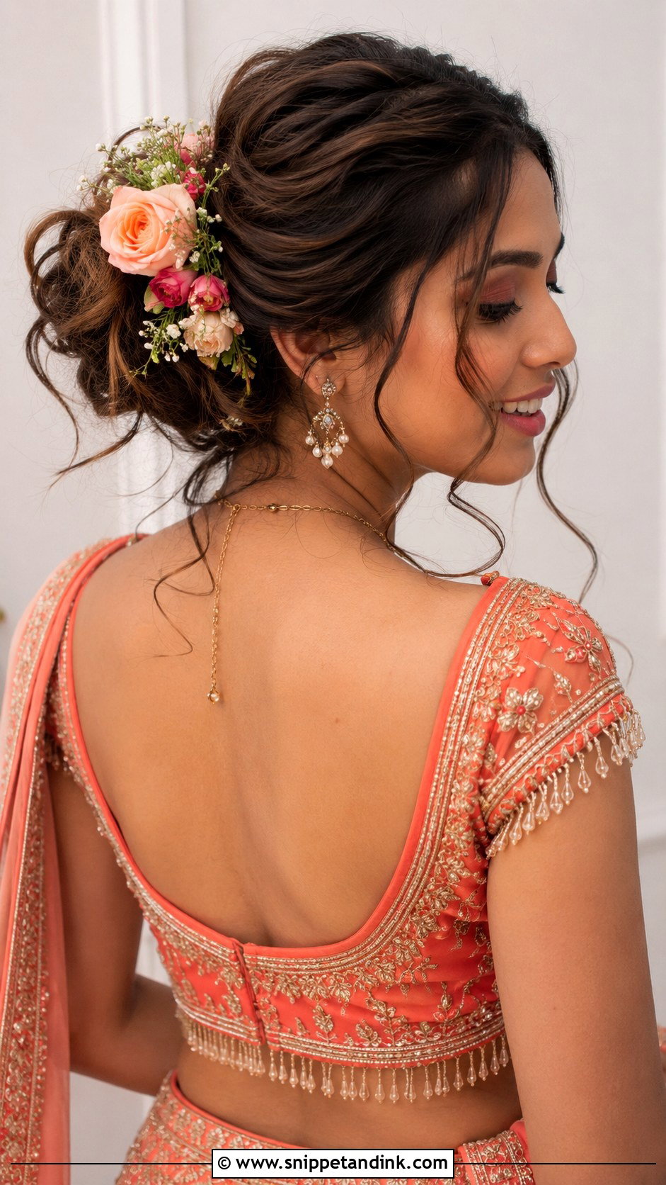 Messy Bun With Flowers for Bride - Snippet and Ink - 25 Mehandi Hairstyles for Bride