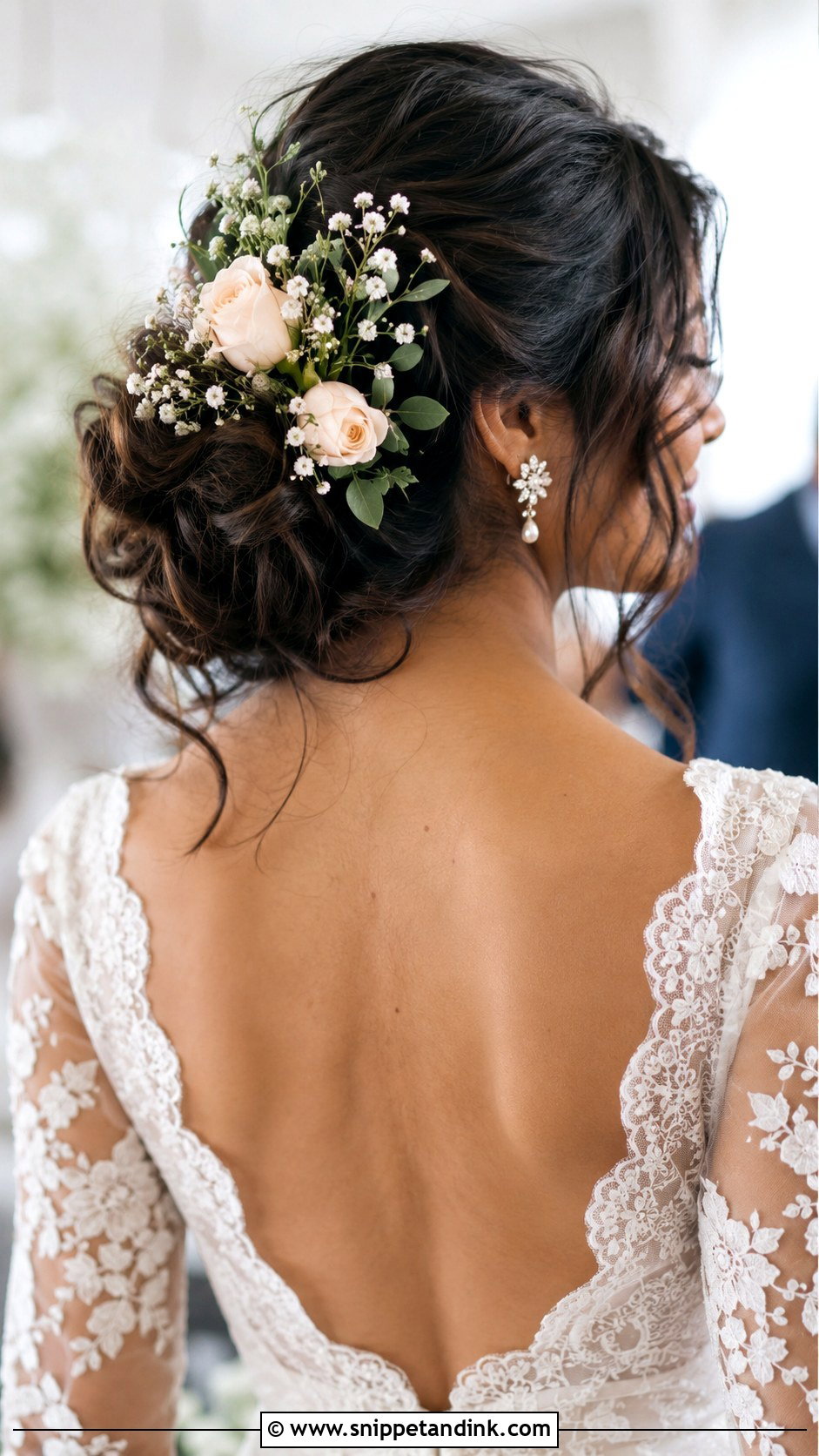 Messy Bun With Flowers for Wedding - Snippet and Ink - 20 Messi Bride Hairstyle Ideas