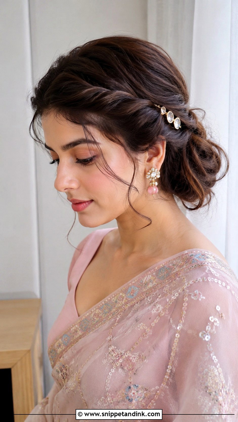Messy Bun With Front Twists - Snippet and Ink - 25 Easy Simple Medium Length Hair Hairstyles for Indian Weddings