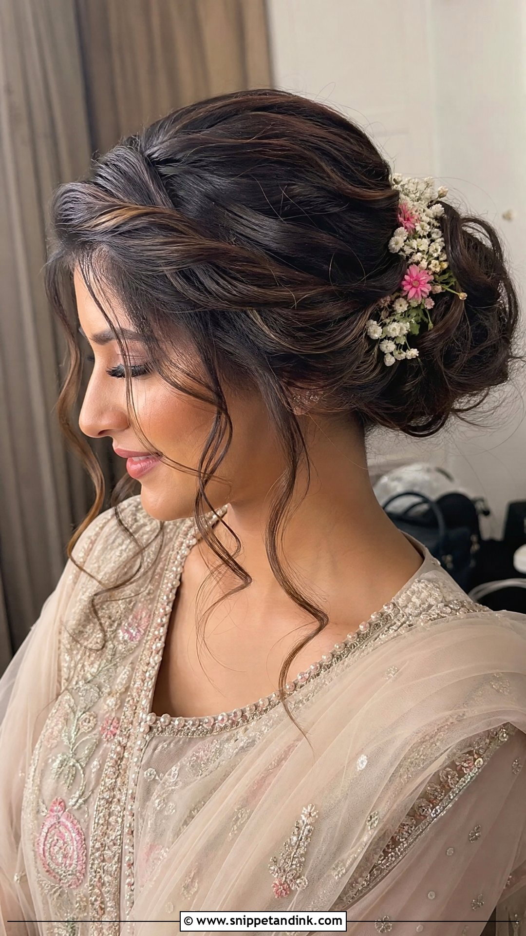 Messy Bun With Front Twists - Snippet and Ink - 20 Pakistani Bridal Hairstyles Nikah